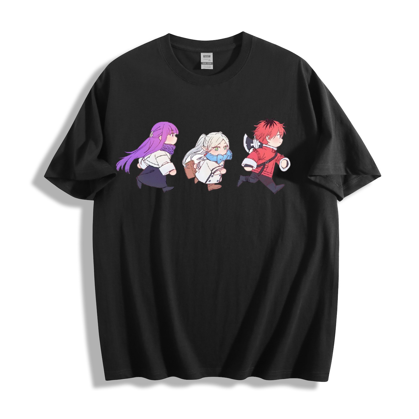 Sousou no Frieren Chibi Trio T-Shirt – Cute Anime Character Design Unisex Tee