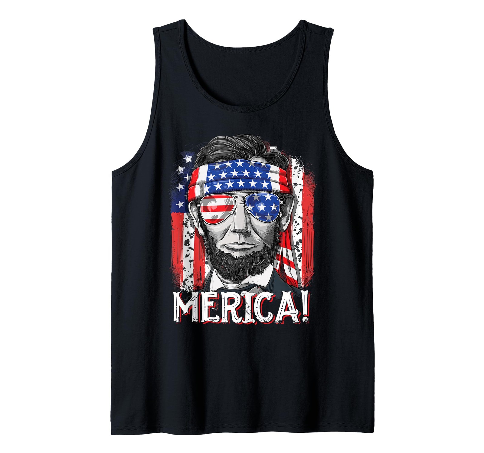 Abraham Lincoln 4th of July Merica Men Women American Flag Tank Top Small