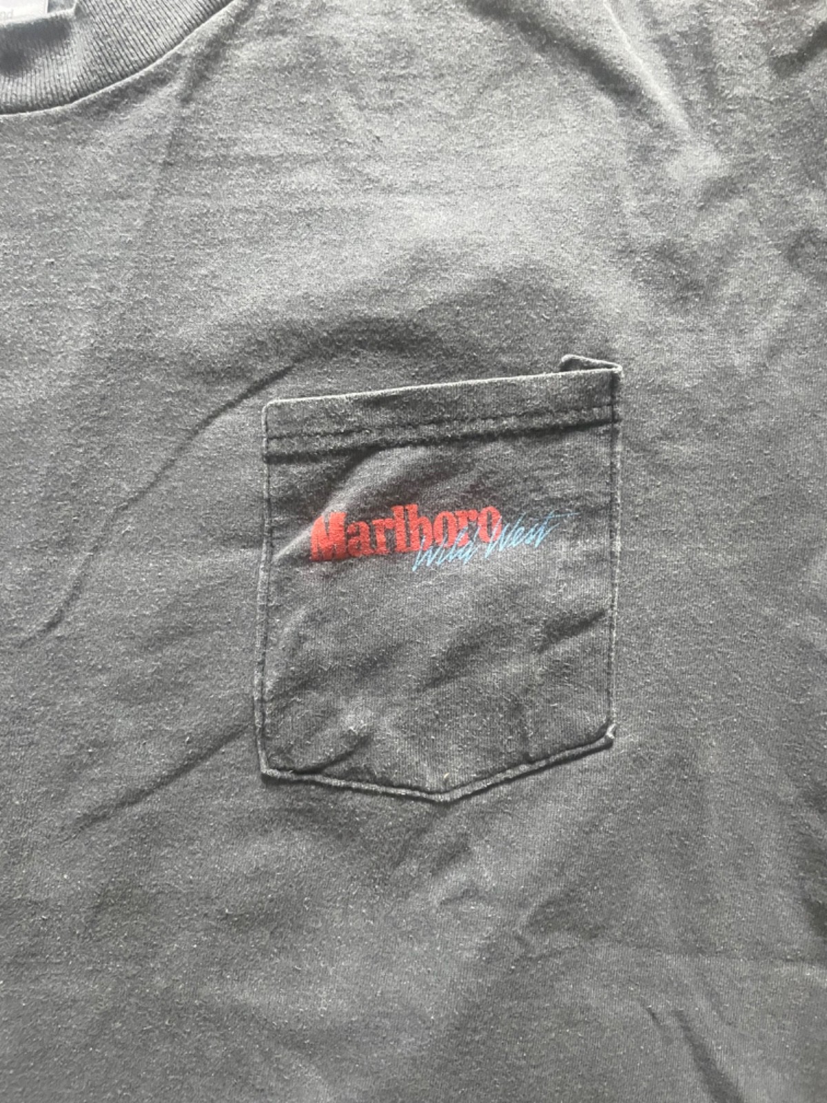 Vintage Tultex Marlboro Graphic T-Shirt Gray Cowboy Western Single Stitch Size L