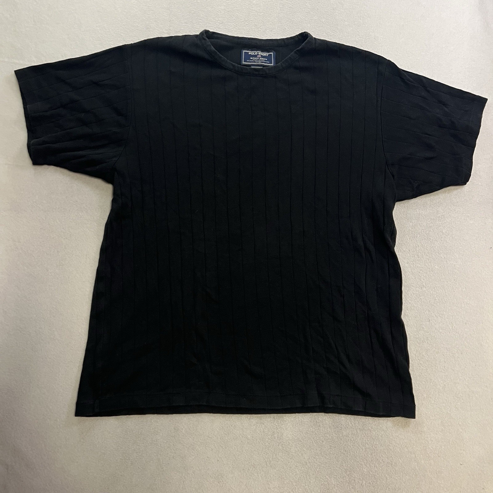 Vintage 90s Polo Sport Ralph Lauren T-Shirt Men’s Large Black Ribbed Sportsman