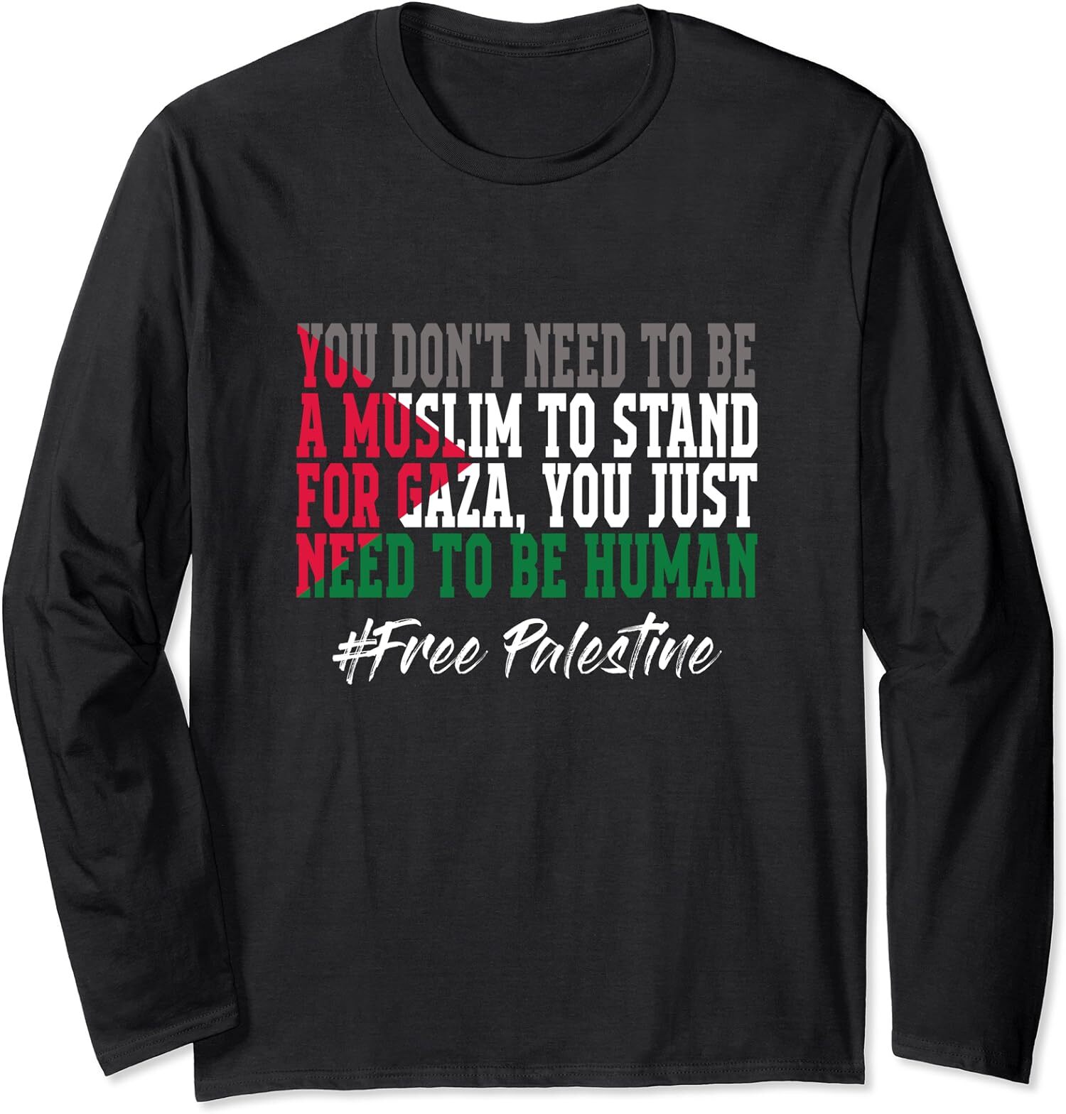 I Love Palestine Gaza Palestinian Flag Design Long Sleeve Tshirt