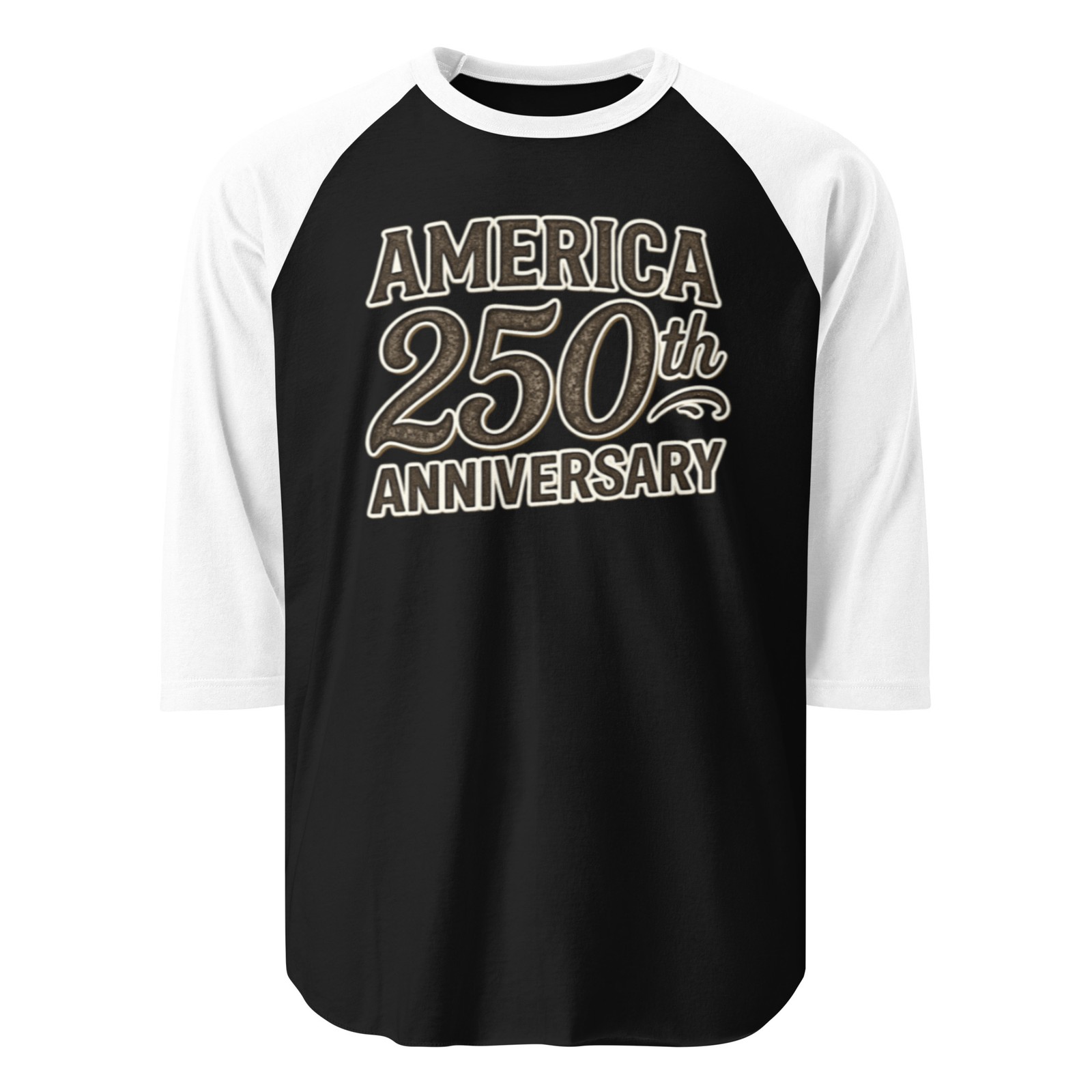 America 250th Anniversary woodgrain 3/4 sleeve raglan shirt