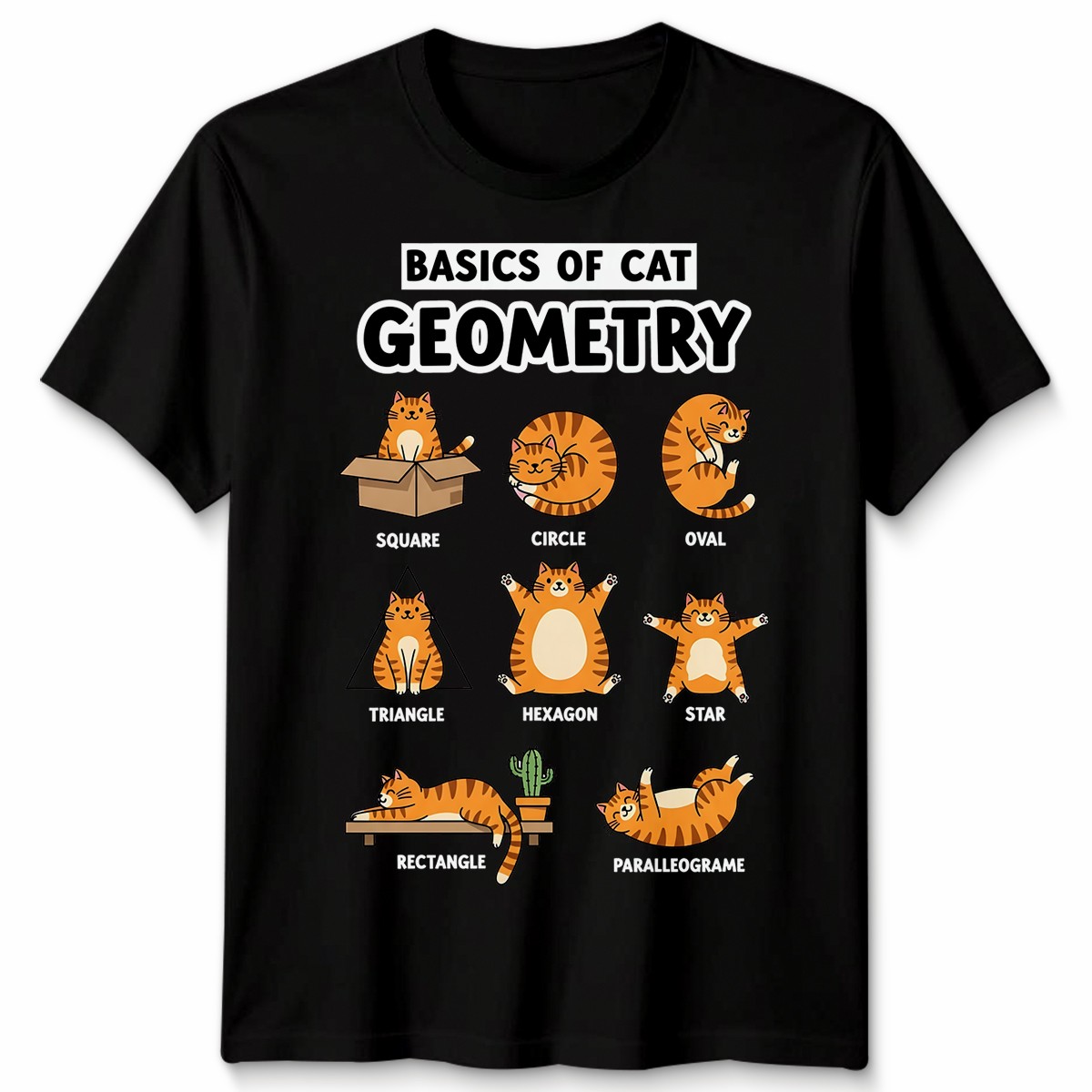 Cat Geometry Graphic Print Animal Meme Mens Womens Shirt Unisex Tee