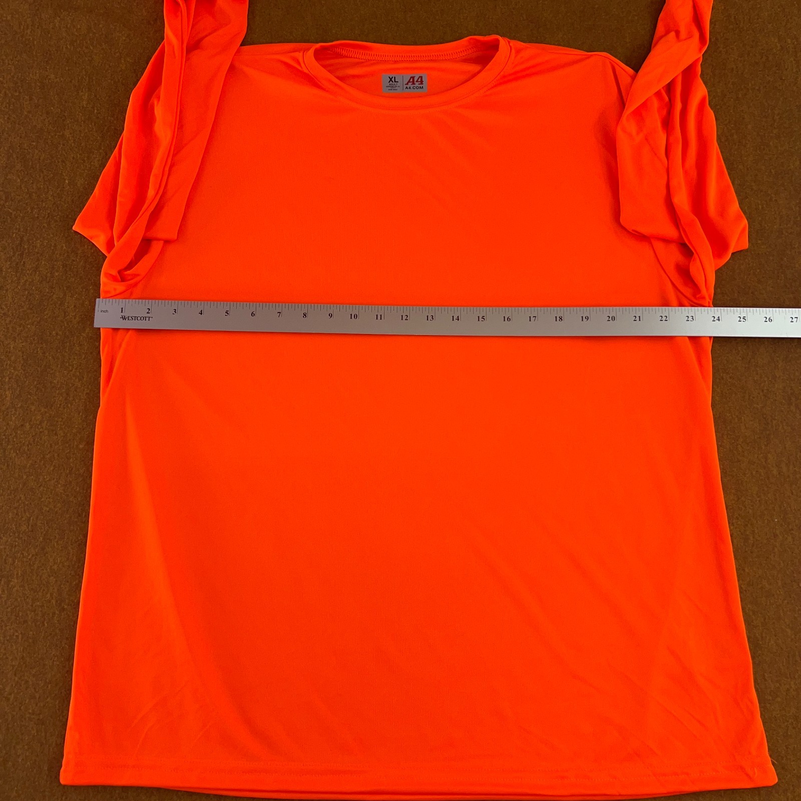 A4 Adult Size XL Bright Orange Long Sleeve Crew Neck Performance Tee New