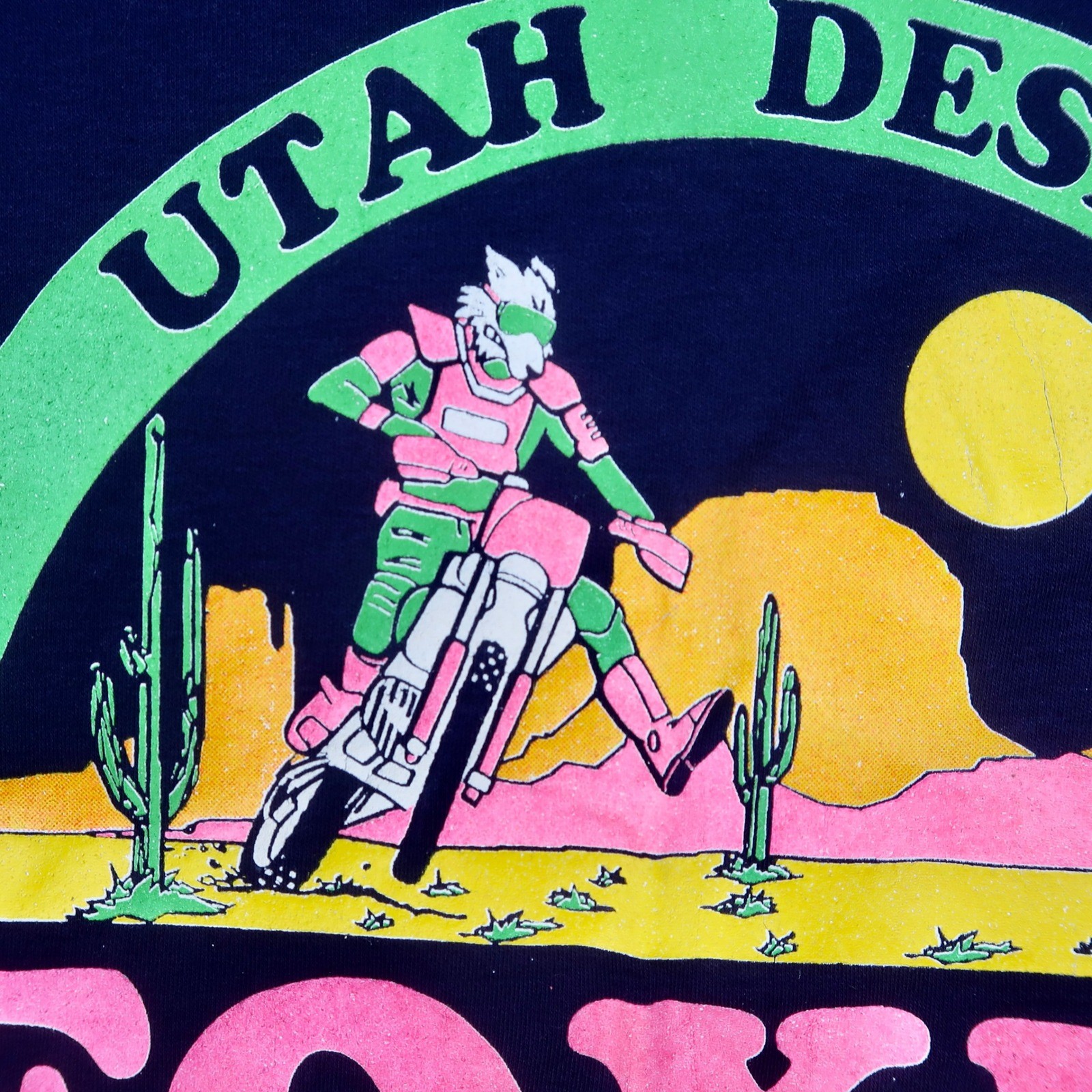 VTG 90s Country Cottons Utah Desert Foxes Mock Neck T Shirt XL Motocross USA NWT