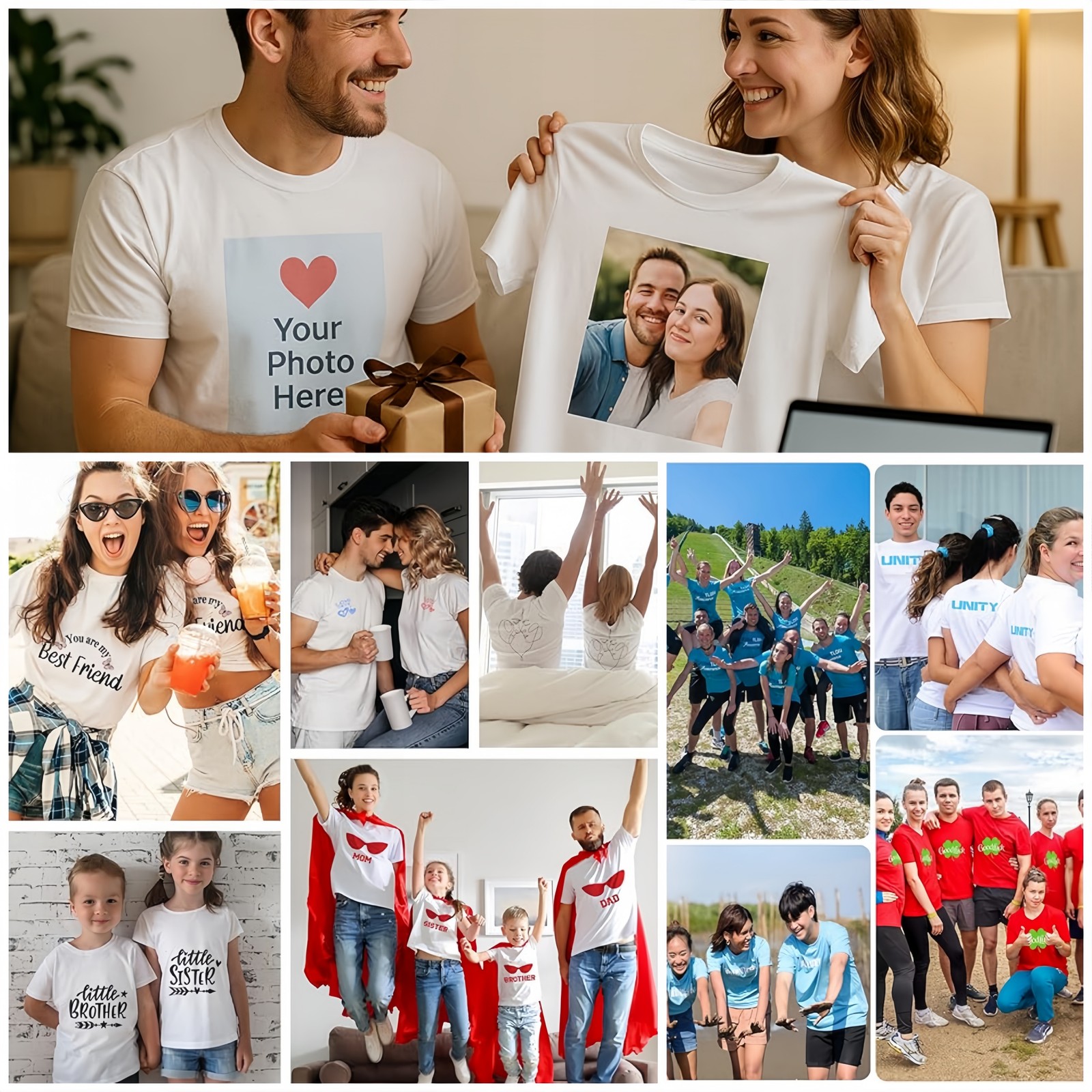 Personalized Custom T-Shirt Print Your Own Photo Logo Customized Cotton Tee