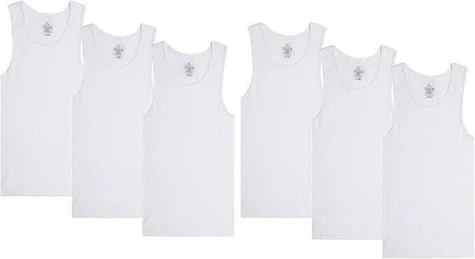 6-12 Pack Mens Tank Top 100% Cotton A-Shirt Wife Beater Undershirts Size S-2XL