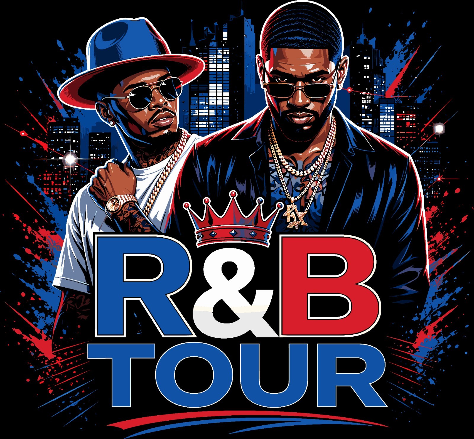 R&B TOUR TEES COTTON BLEND Crewneck Short Sleeve Men’s