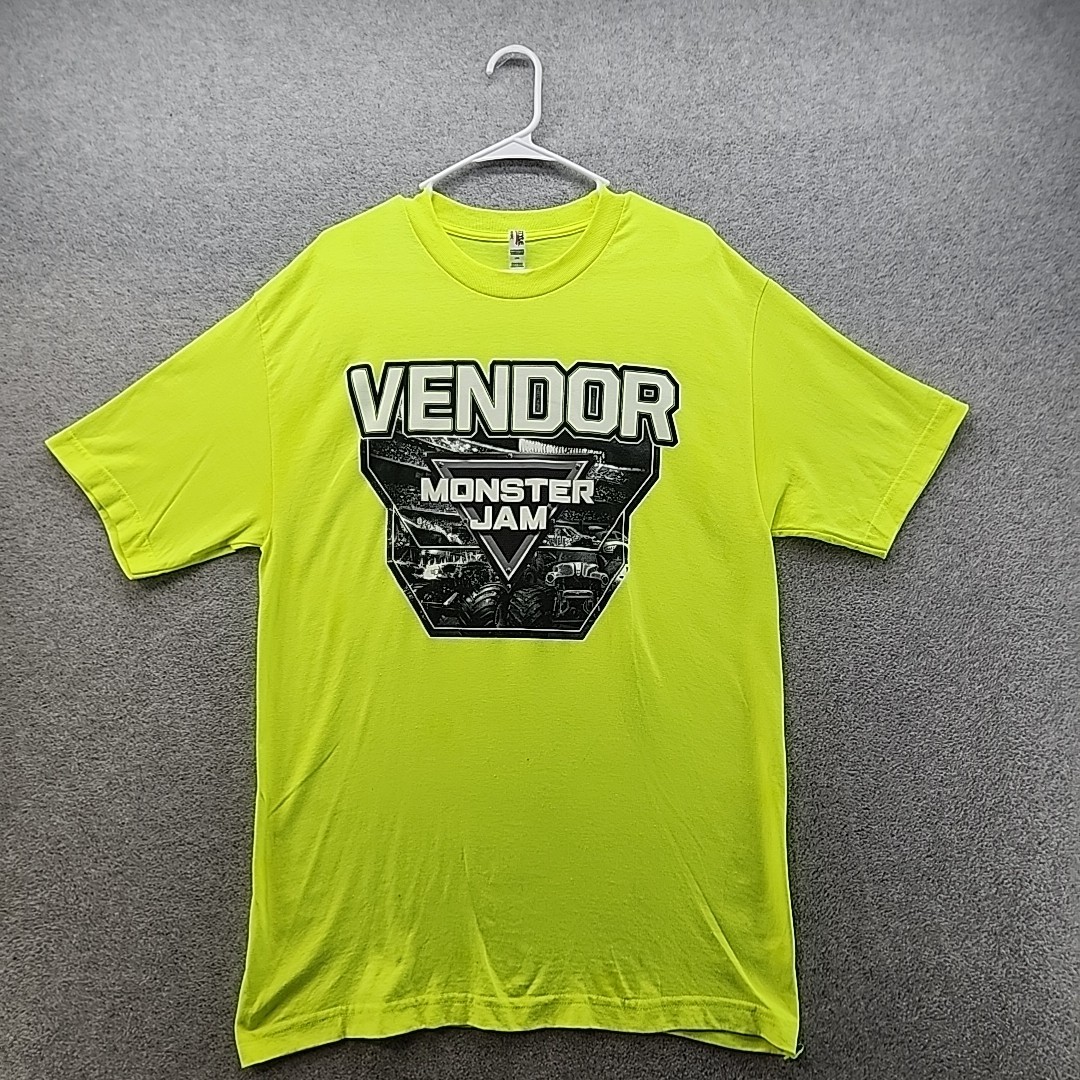 Alstyle Athleticwear Mens Monster Jam Vendor T Shirt Large Yellow Monster Trucks
