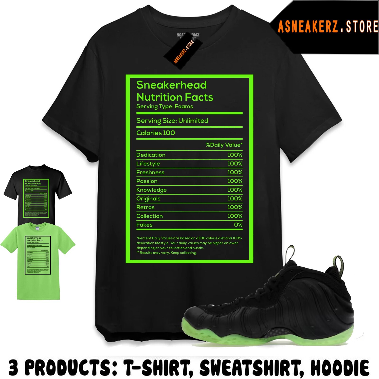 Tee Shirt Foamposite One Black Volt To Match Sneaker Sneakerhead Nutrition Facts