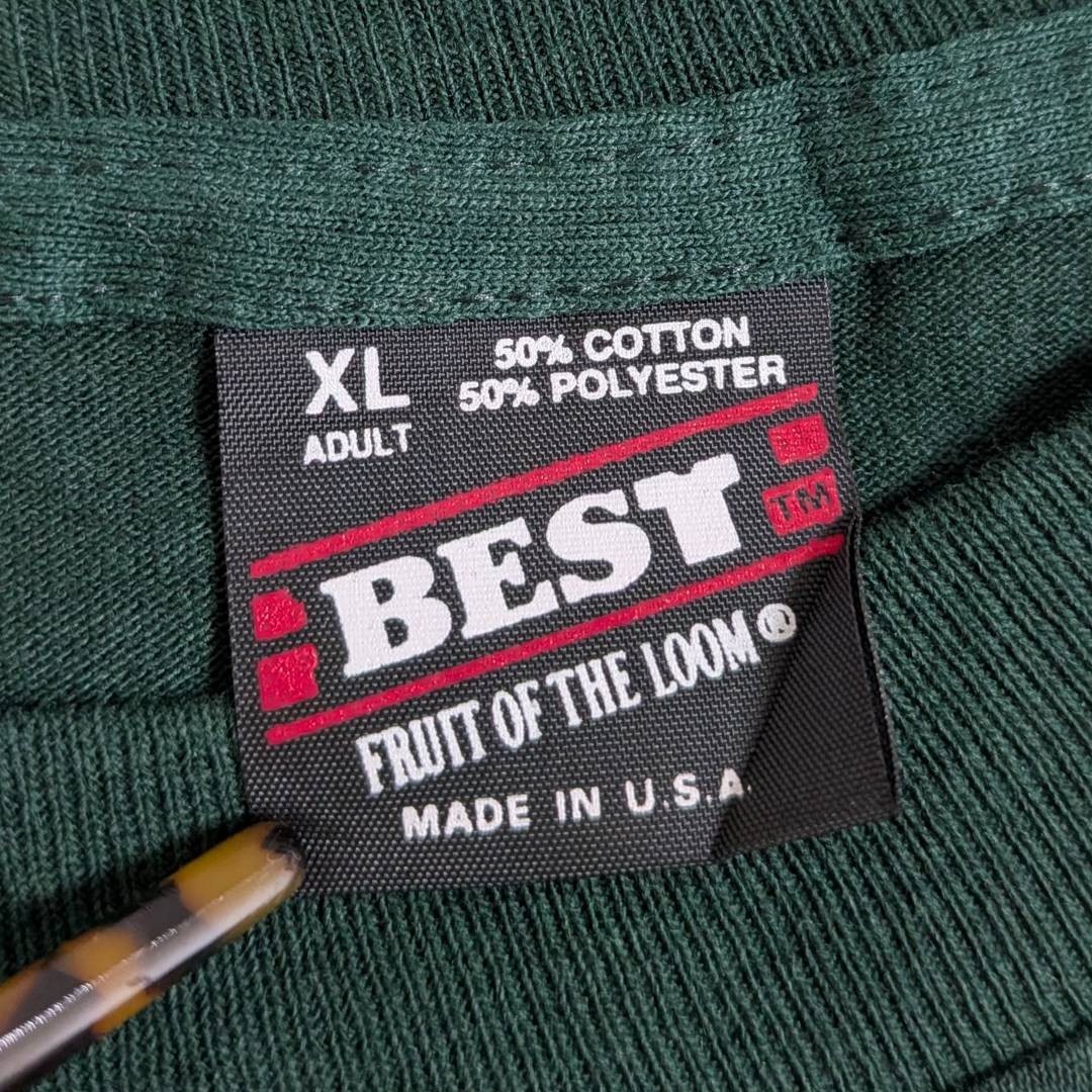 90s Vintage FRUIT OF THE LOOM T-Shirt XL Personal Power Green USA Made Single St