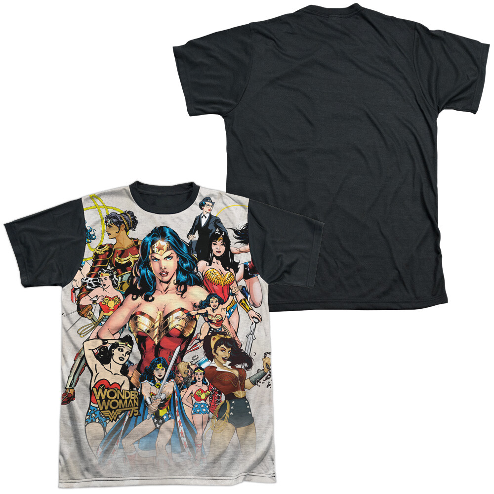 Wonder Woman 75Th Collage Adult Halloween Costume T Shirt (Black Back), S-3XL