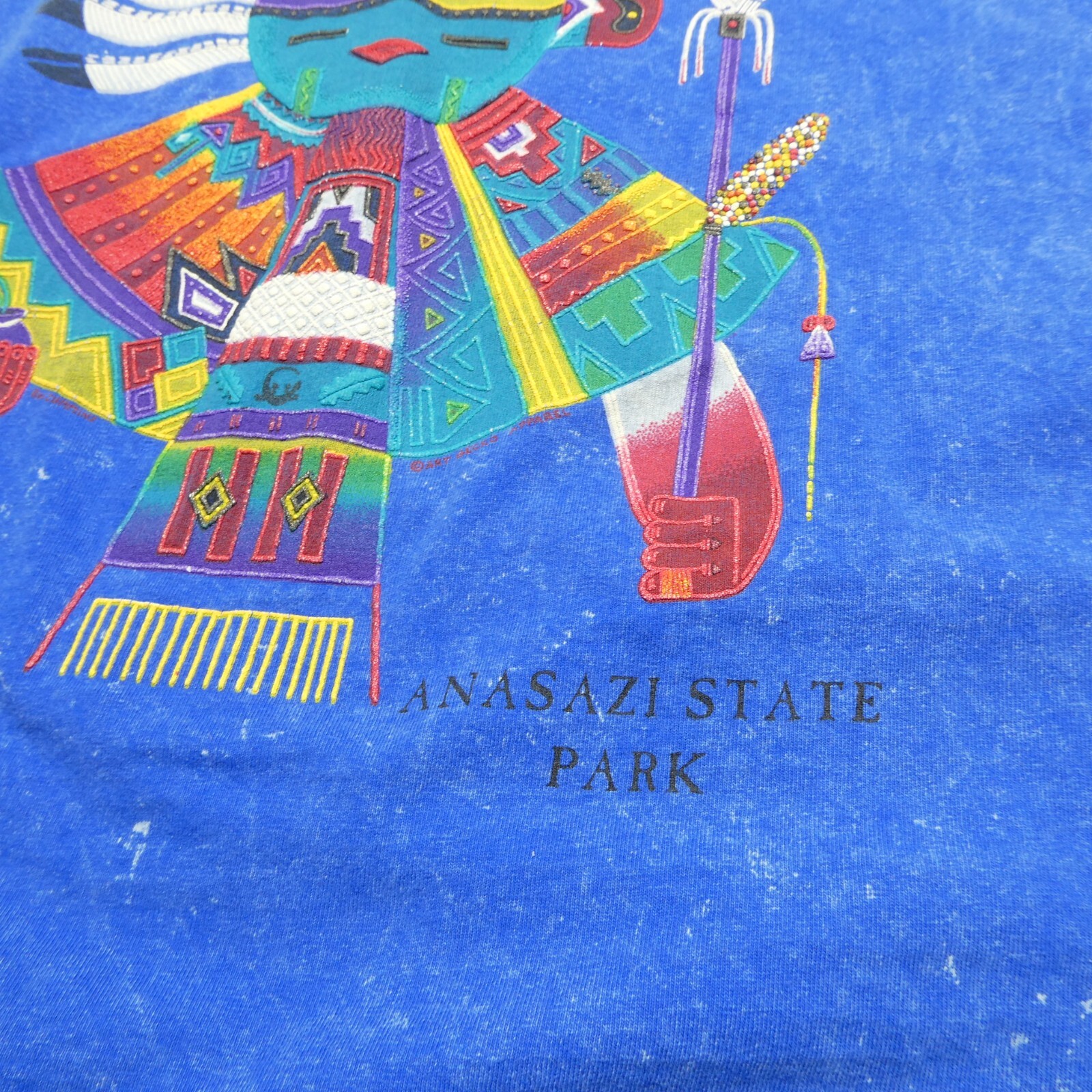 Anasazi State Park Shirt Adult XL Utah Kachina Textured Pattern Blue Tie-Dye