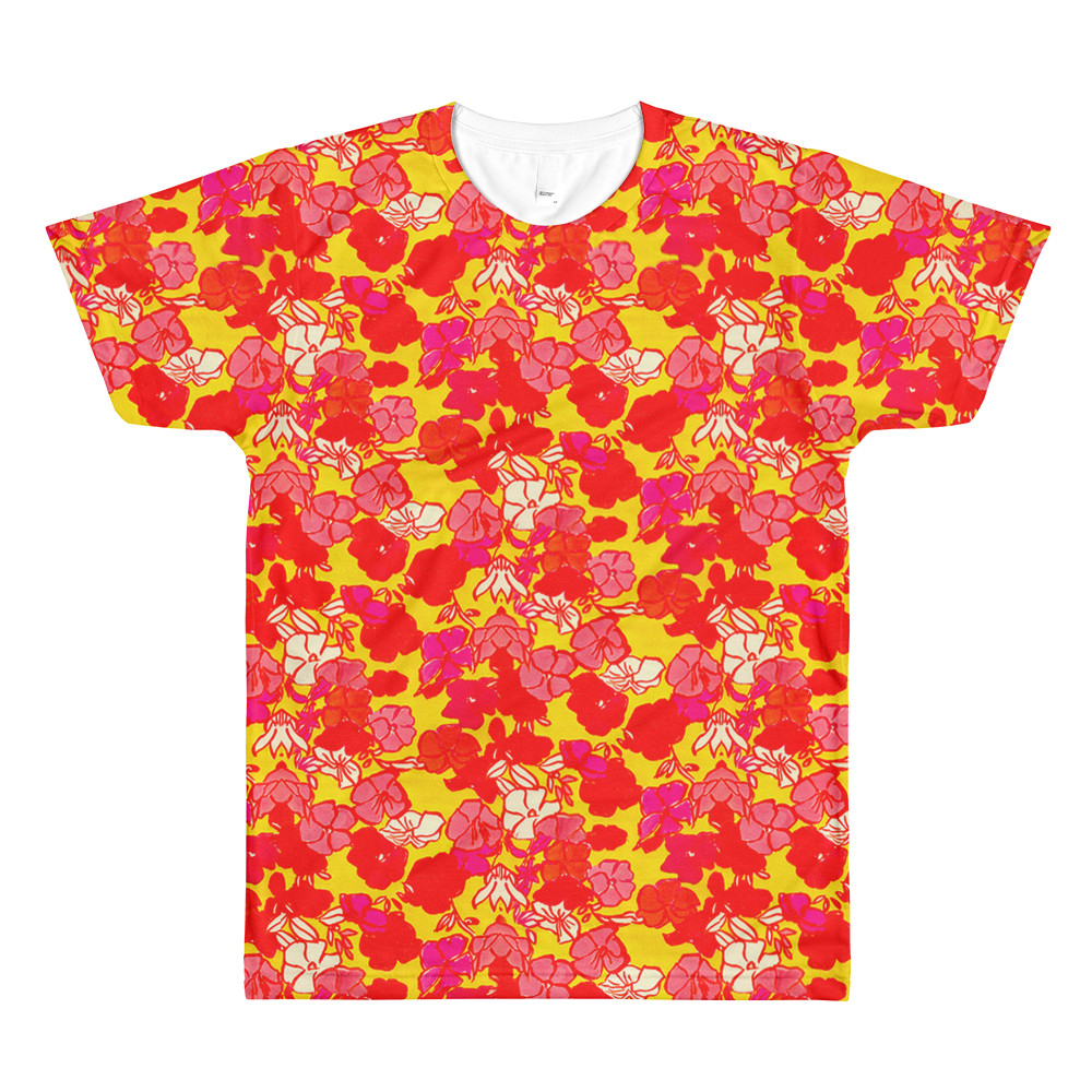 Sixties Floral Men’s Crew Neck T-Shirt: XS, S, M, L, XL, 2XL