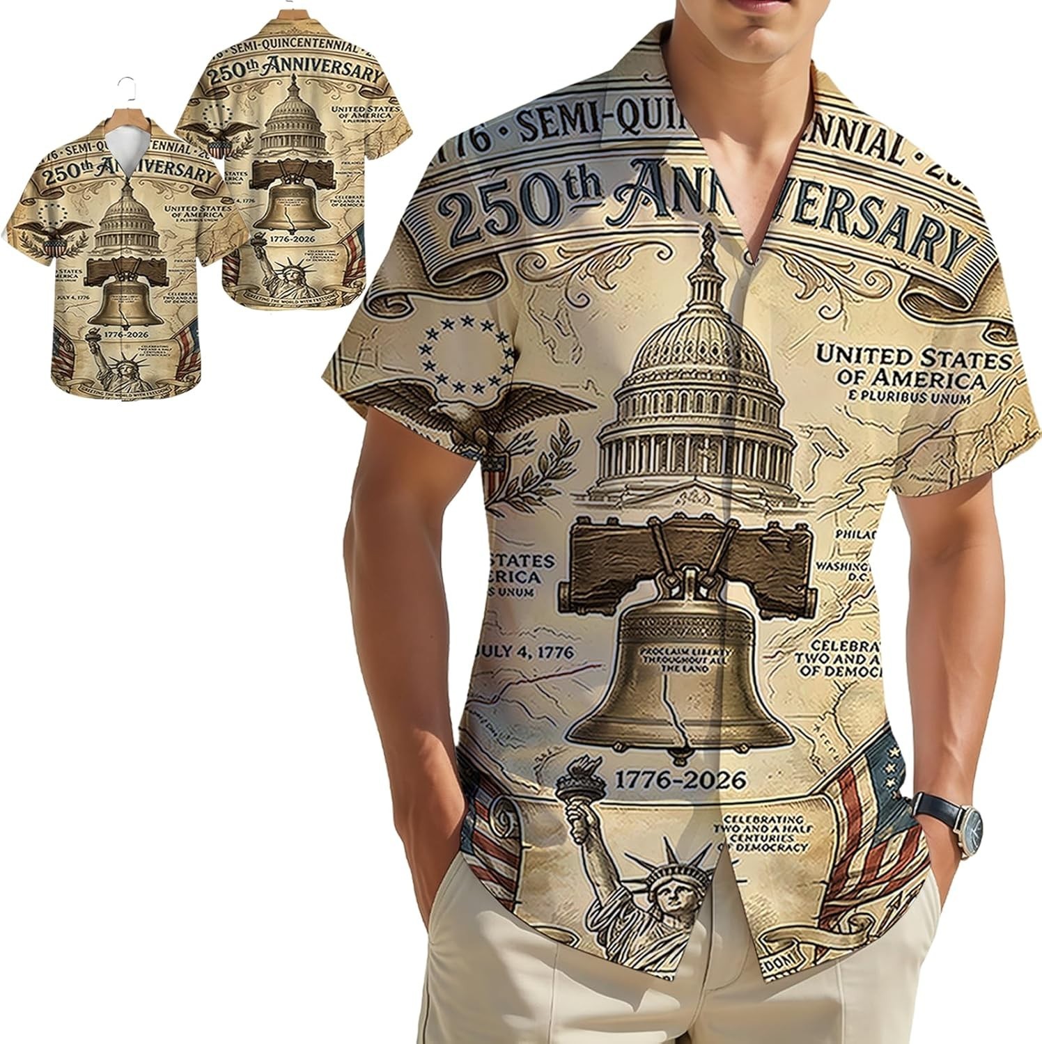 America 250th Anniversary Hawaiian Shirt, 250 Years Of Freedom Button Shirt
