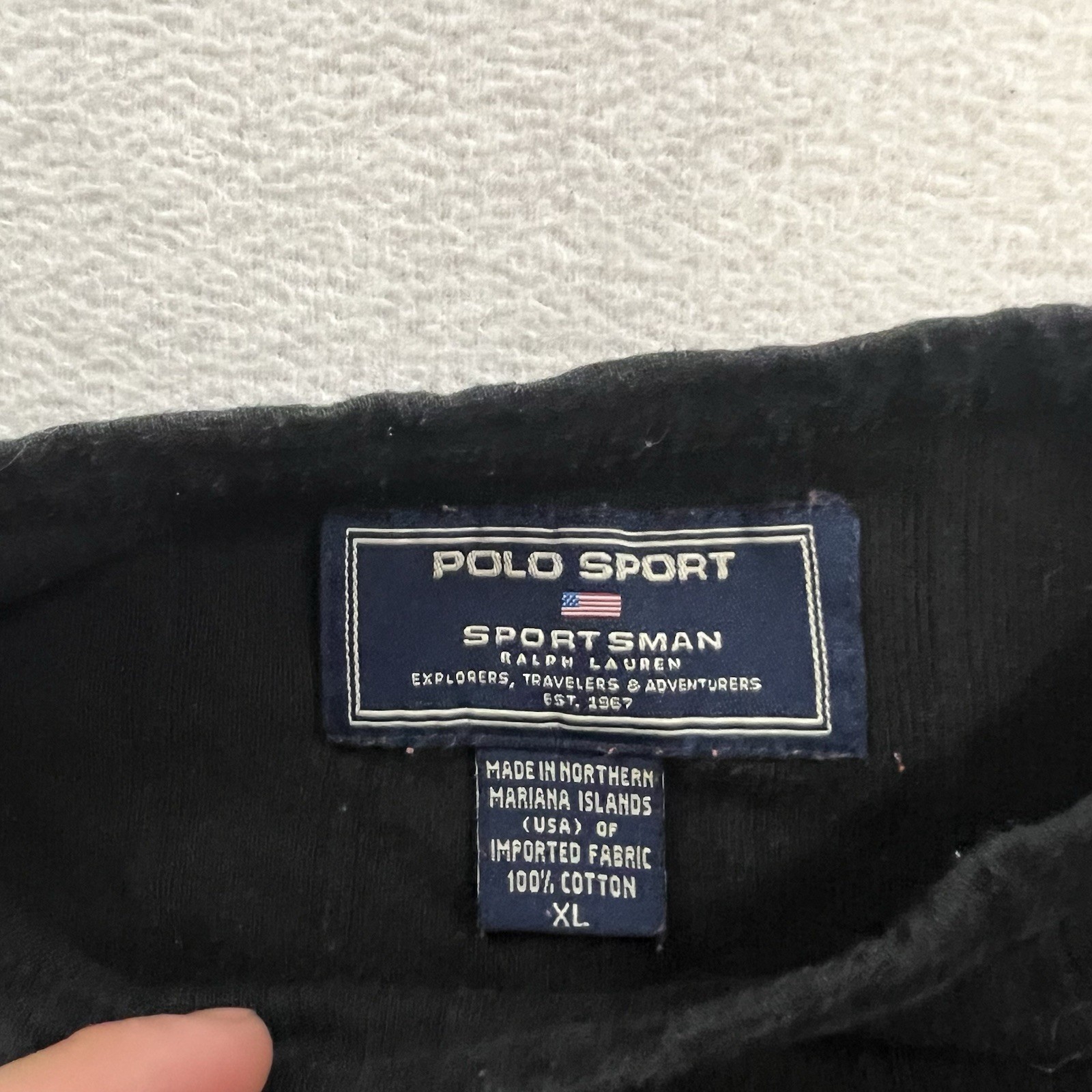 Vintage 90s Polo Sport Ralph Lauren T-Shirt Men’s Large Black Ribbed Sportsman