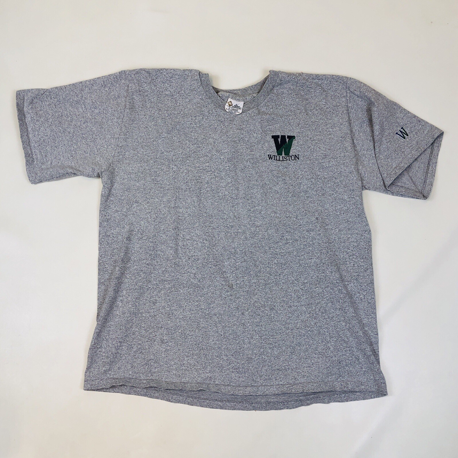 Vintage Williston School Cotton Exchange Embroidered Gray T-Shirt Size XL USA