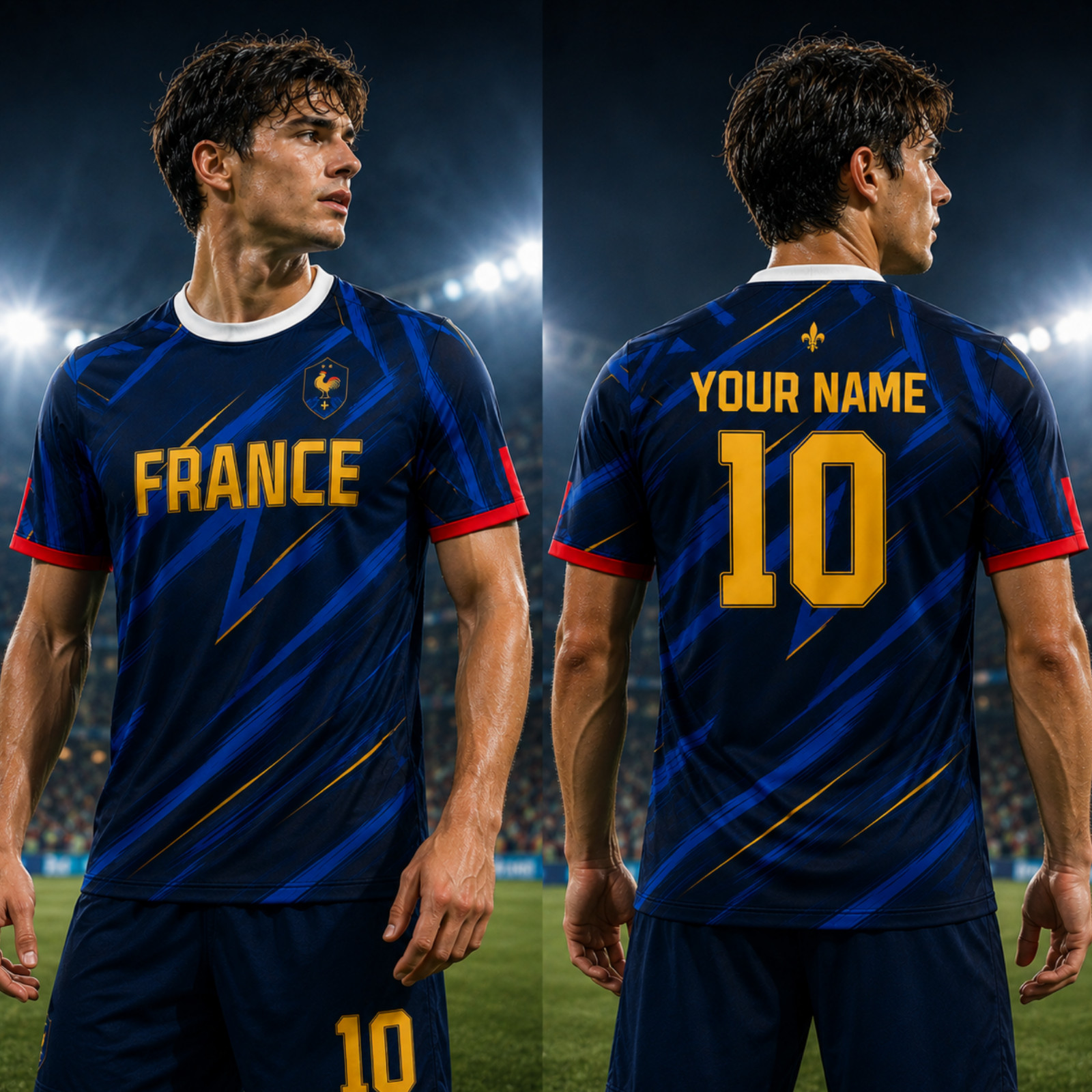 Mens France Soccer Jersey Personalized Name Number French Football Shirt (S-5XL)
