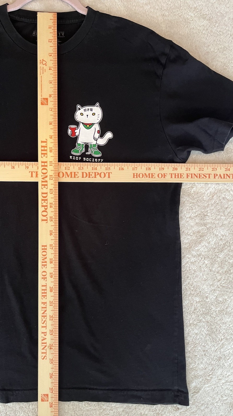 Riot Society Cat Graphic Tee Black L Front & Back Print Streetwear
