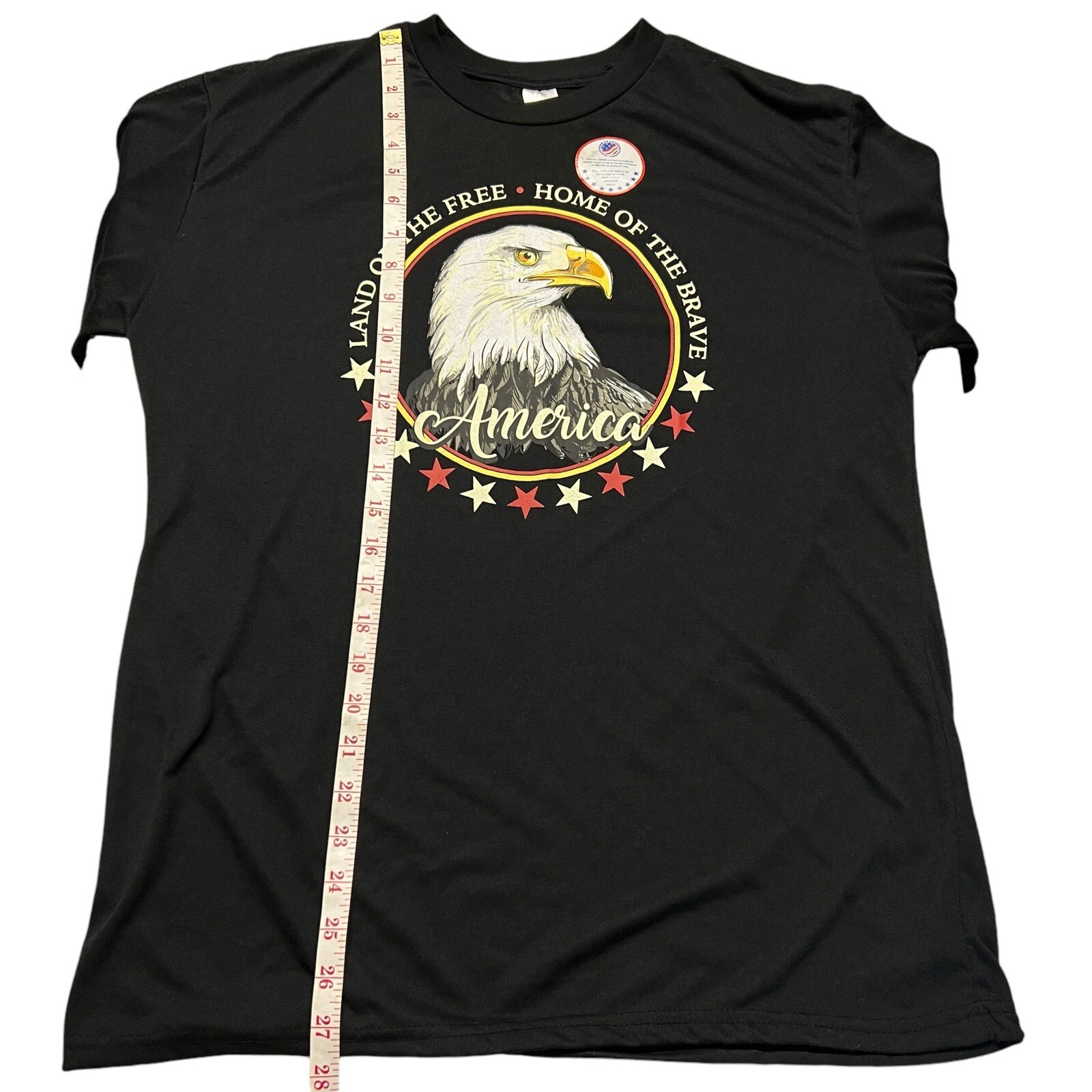 Land of The Free Home Of The Brave USA Eagle Large Black T shirt Lightweight