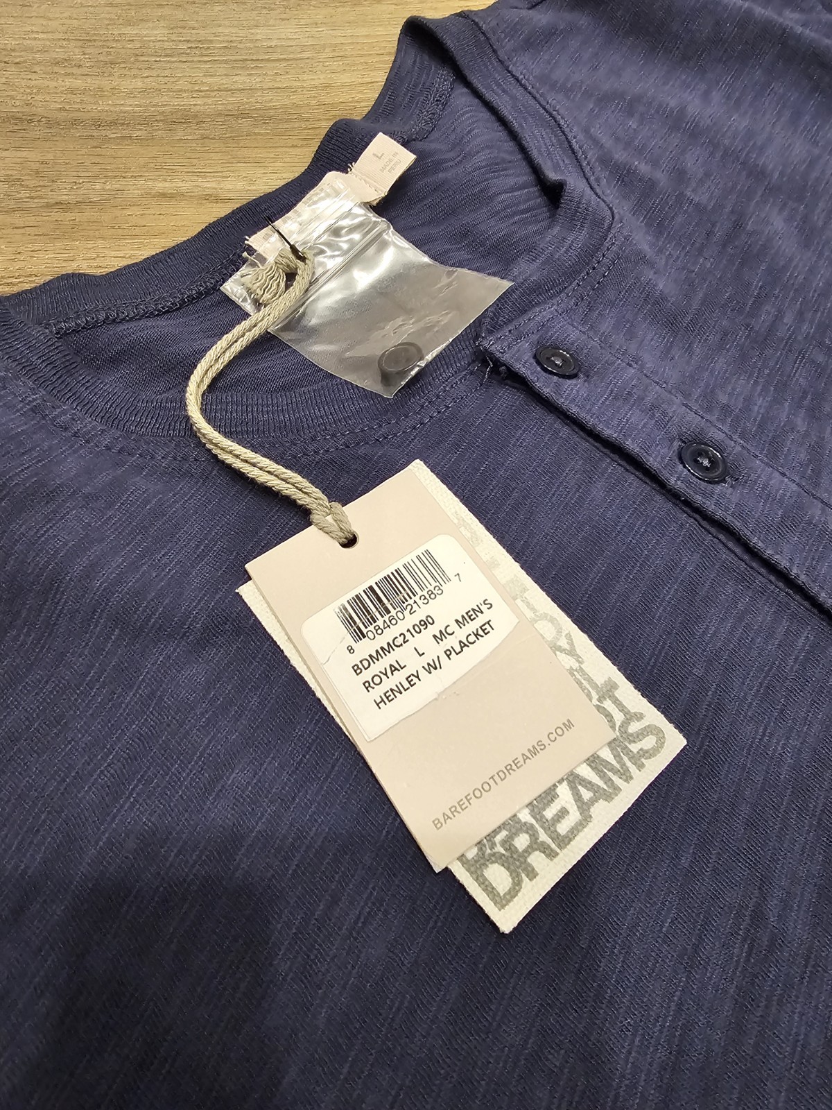 Barefoot Dreams Henley Shirt w/placket Cotton Long Sleeve Sz L