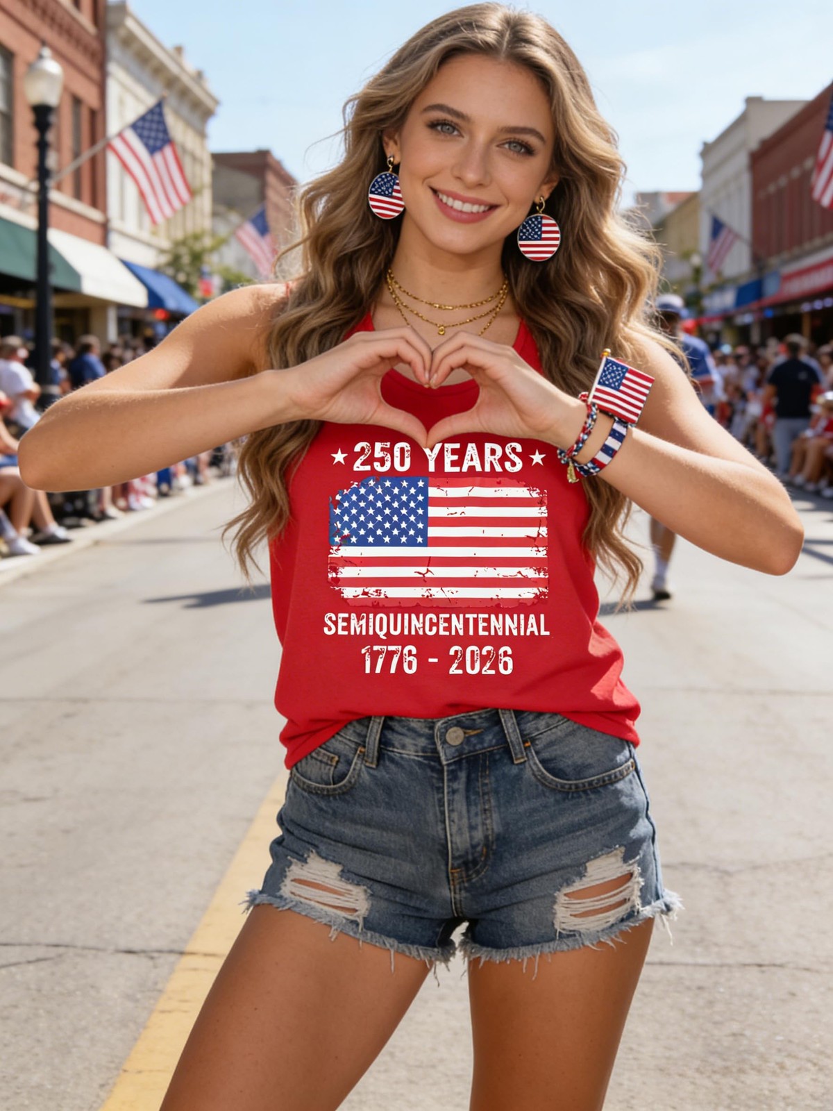 250 Years American Anniversary Tank Top Women 4th of July Patriotic Sleeveles…
