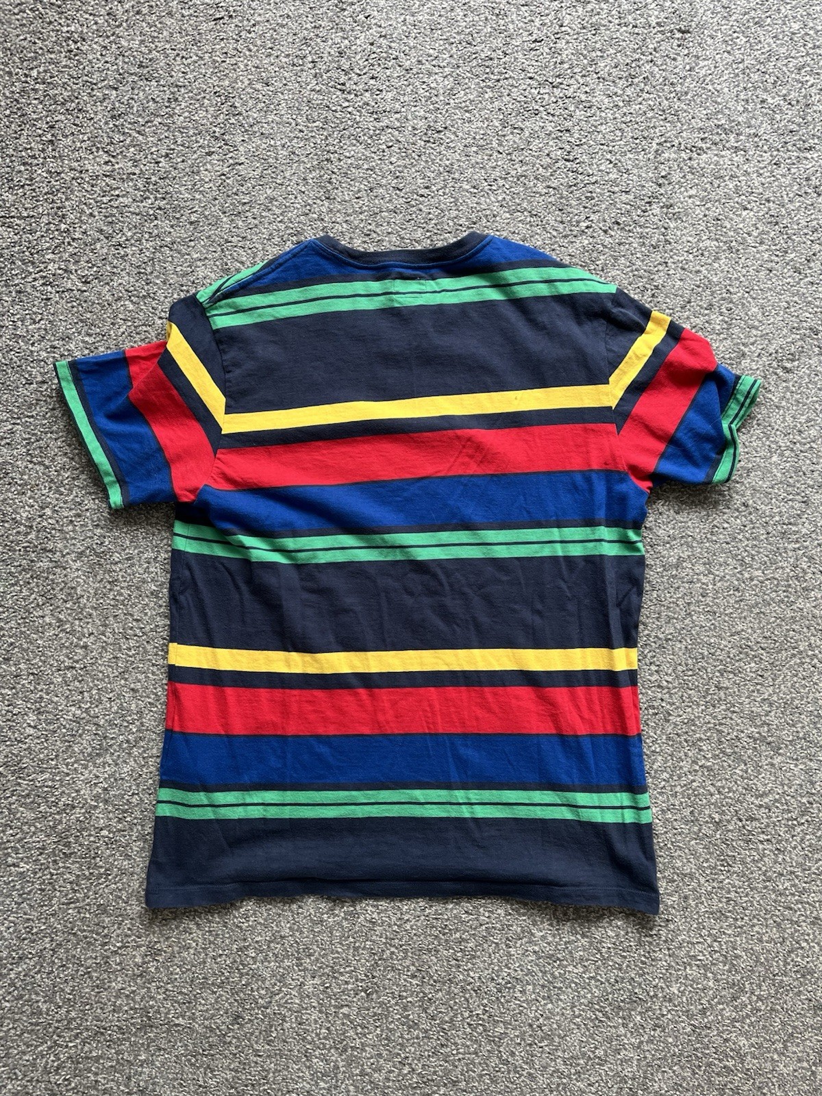 Levis Striped T Shirt Mens Large L Navy Blue Red Yellow Green Retro Graphic Tee