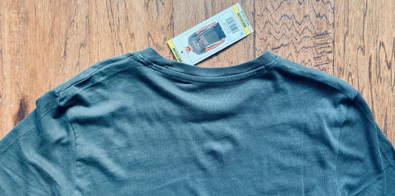Lucky Brand Dark Gray Crew Neck Cotton Graphic Men’s T-Shirt Size Medium