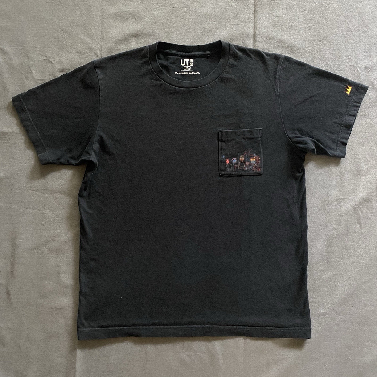Uniqlo Jean Michel Basquiat Pocket T Shirt Mens Medium Black Art Artist Abstract