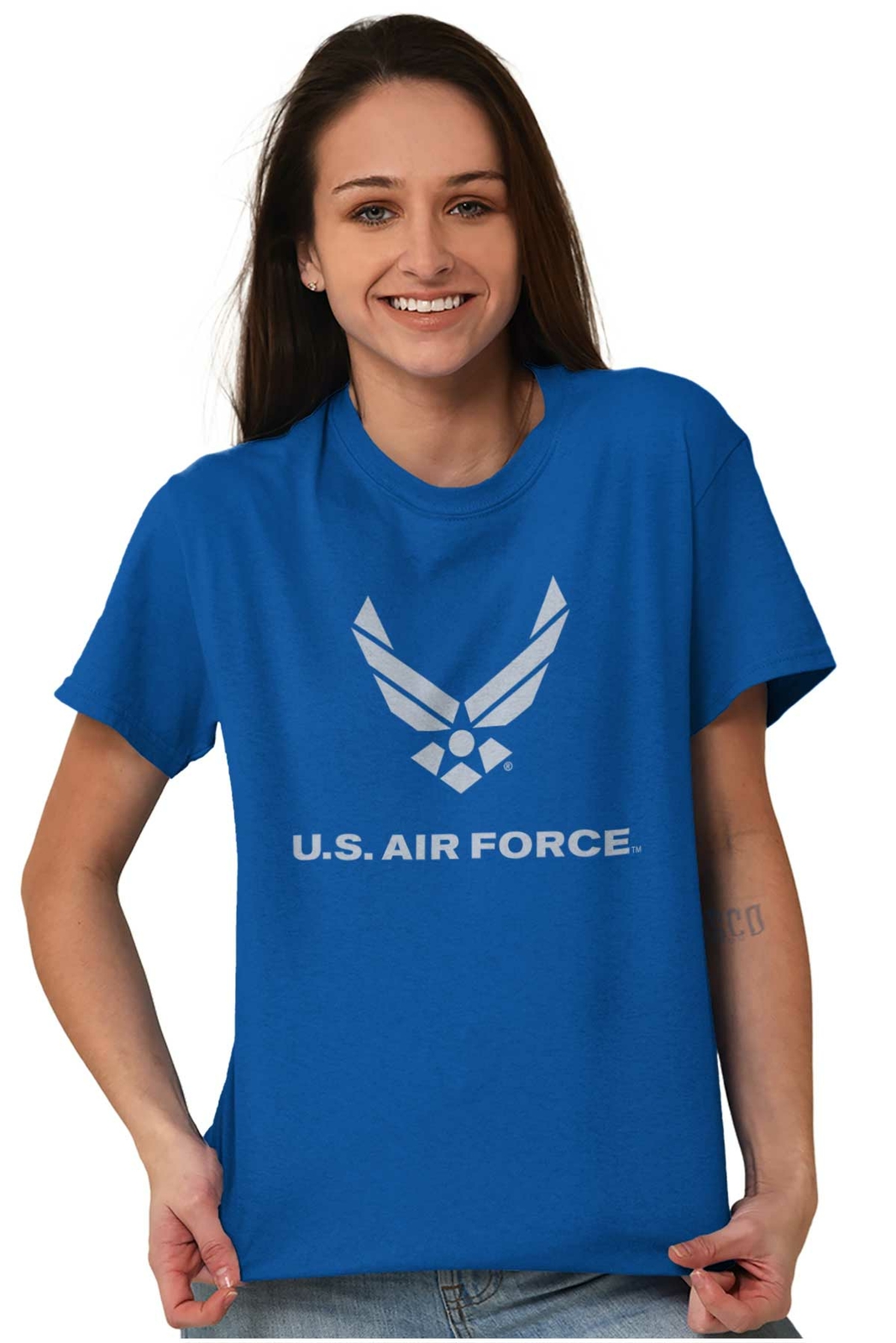 Official USAF US Air Force Military Logo Womens or Mens Crewneck T Shirt Tee