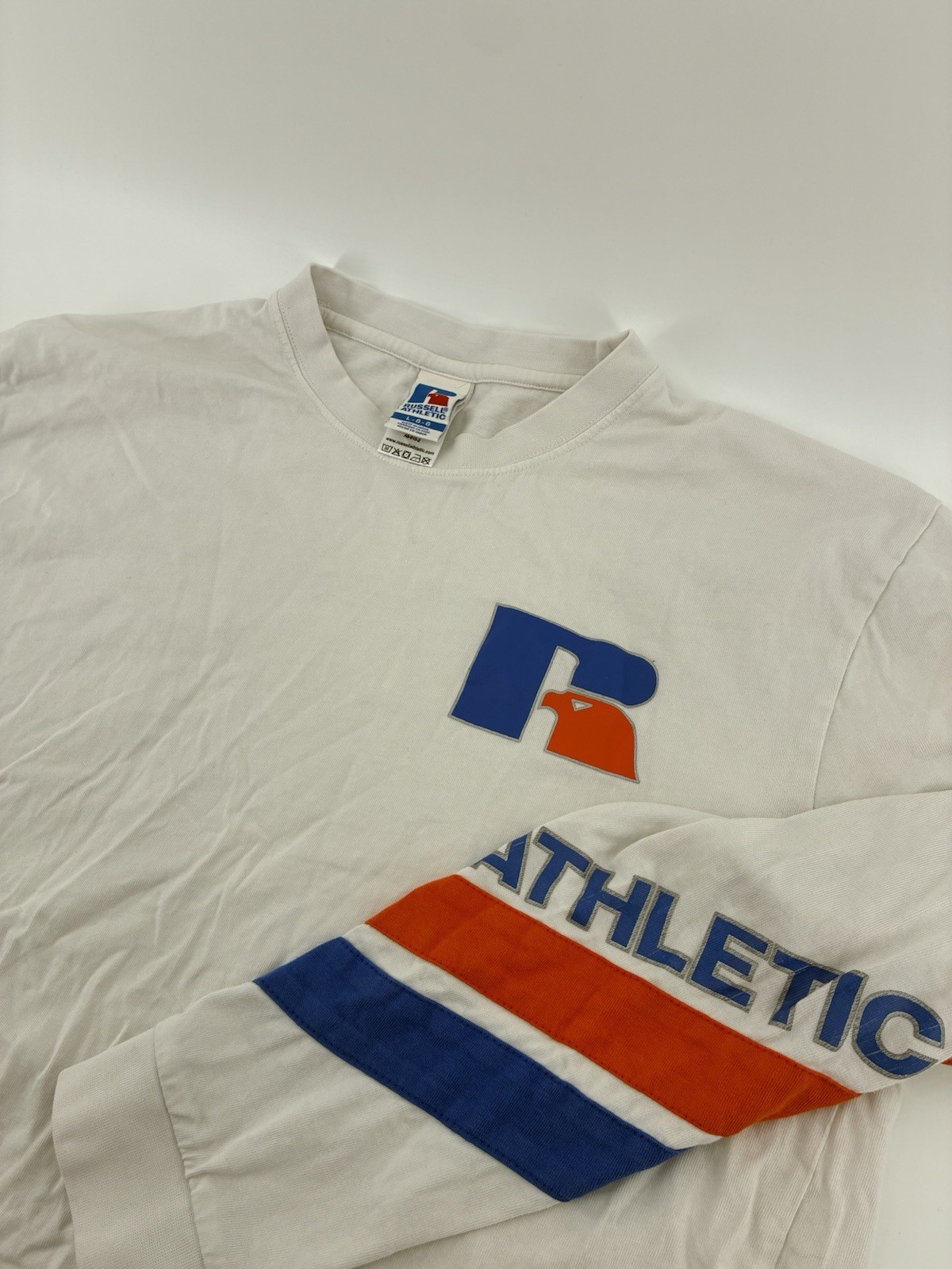 VNTG Y2K Russell Athletic Heritage Antonio Long Sleeve 100% Cotton T-Shirt Large