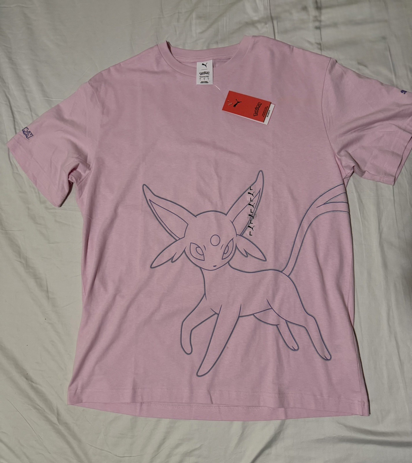 PUMA X Pokémon Relaxed Graphic Crew Neck Short Sleeve T-Shirt Mens Pink LARGE