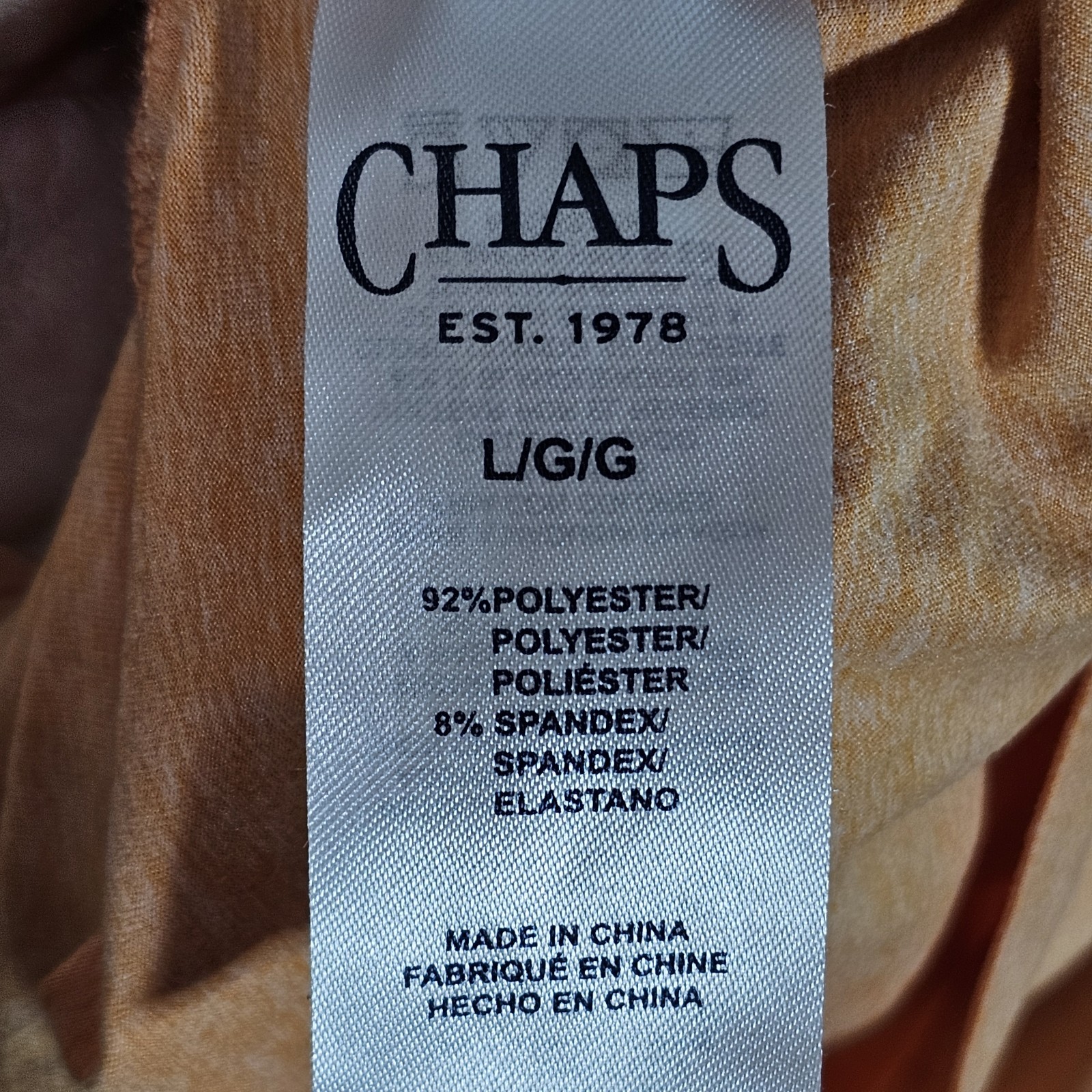 Chaps Along The Seacoast Graphic T-Shirt Men’s L Orange Polyester Spandex
