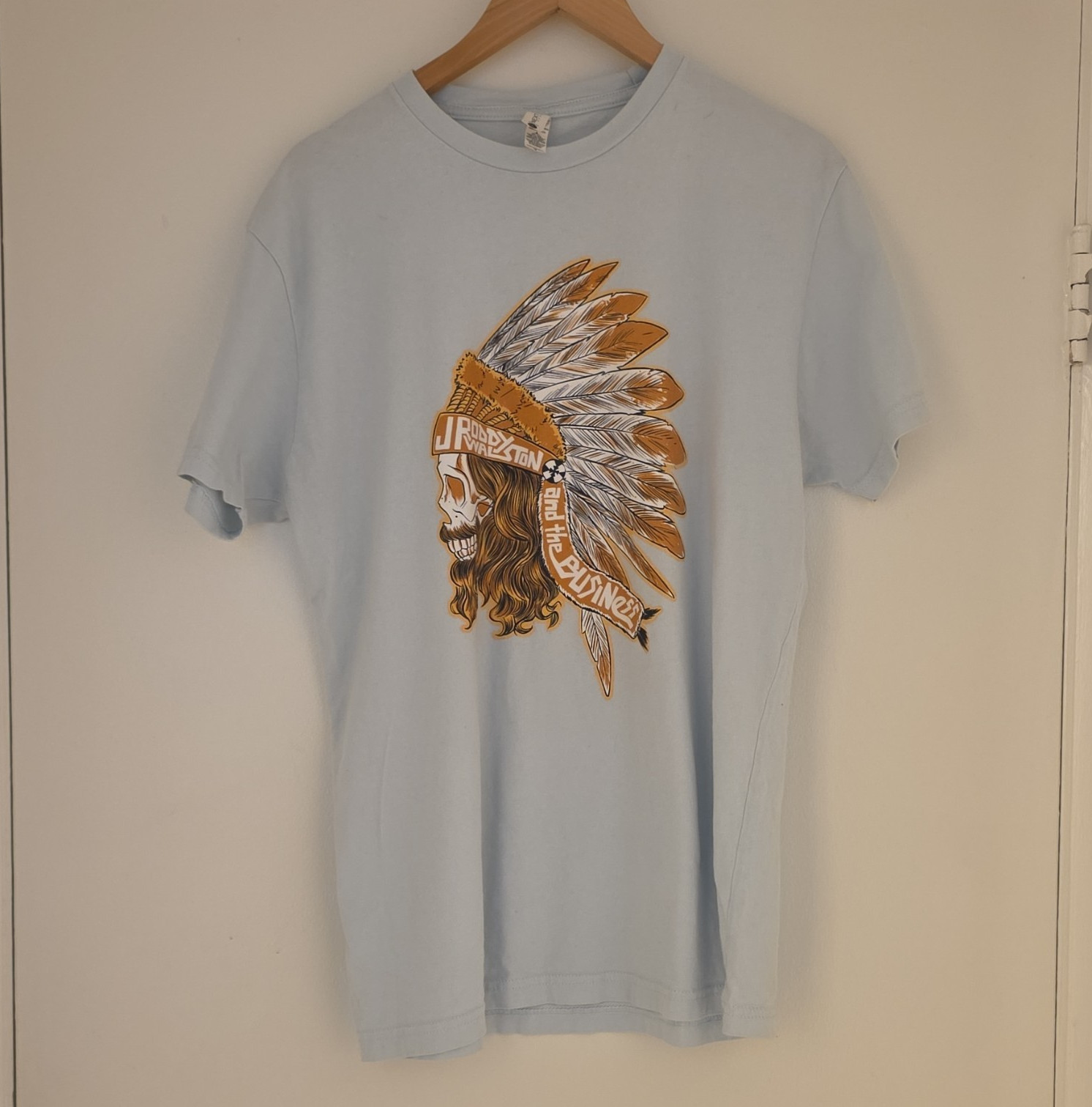 Next Level Apparel Men’s Blue Skull Graphic Tee Crew Neck Short Sleeve Size M