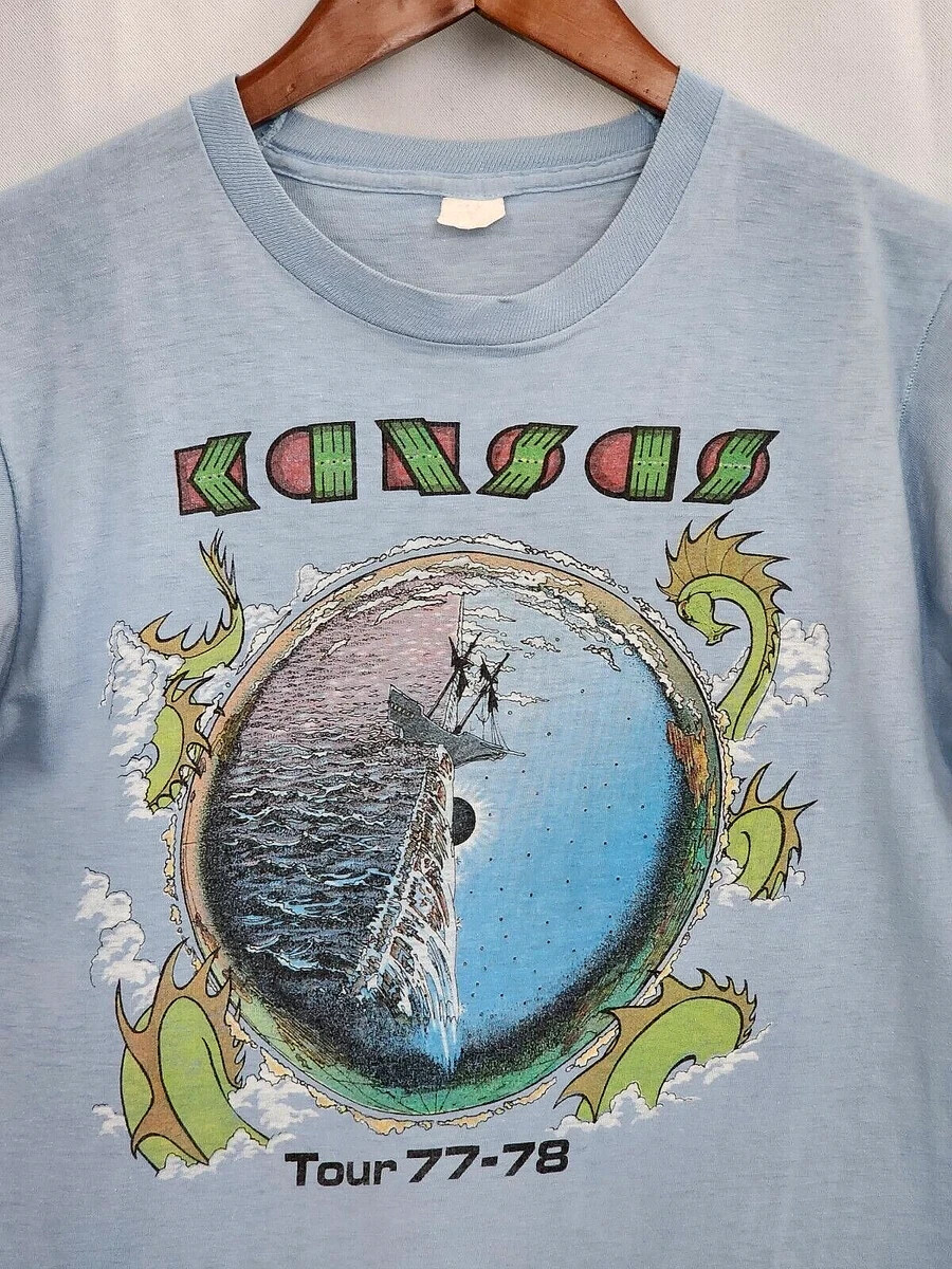 Kansas band T Shirt 1977 78 tour rock band Rare Design Tee