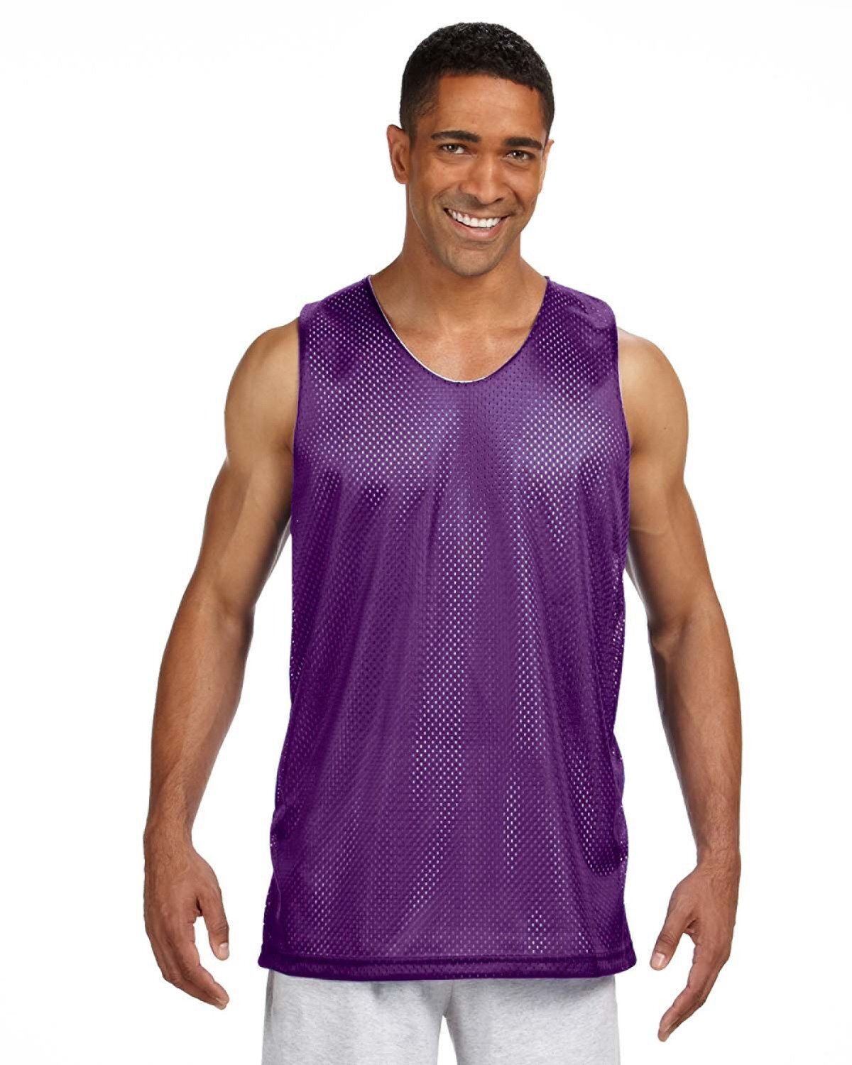 A4 Mens 100% Polyester Tricot Sleeveless Reversible Mesh Tank Top – NF1270
