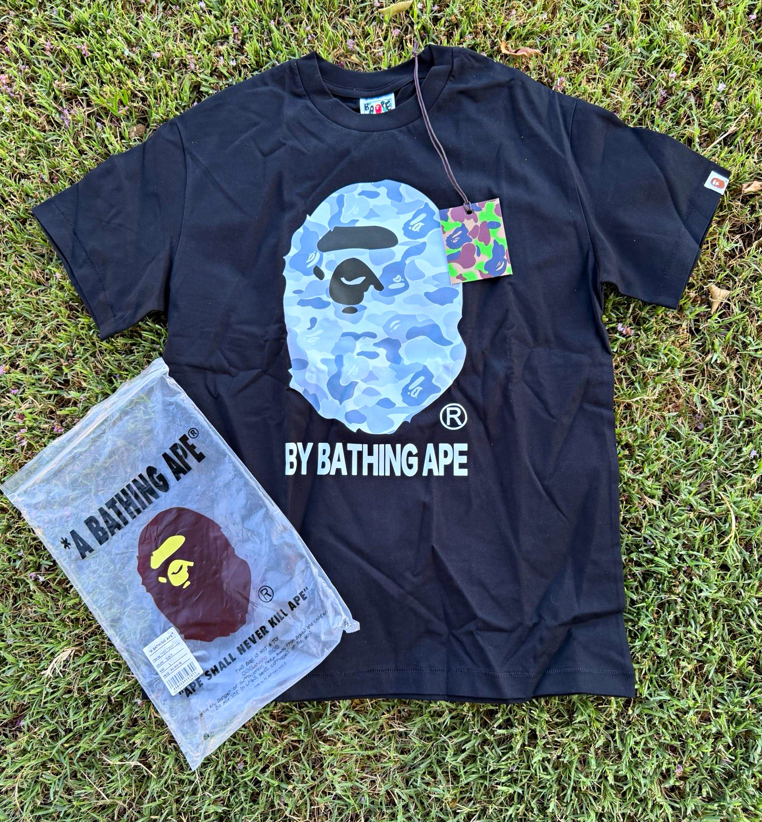 Black & gray design bape tee