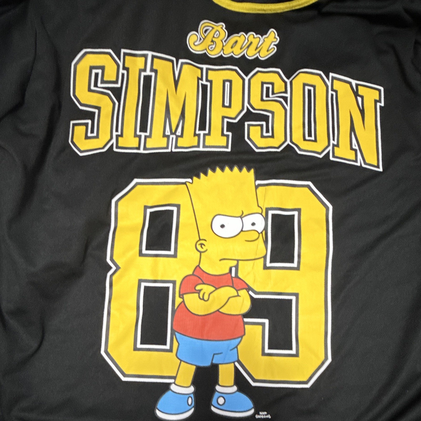 Bart Simpson The Simpsons Mesh Jersey V-Neck T-Shirt Black/Yellow 4X