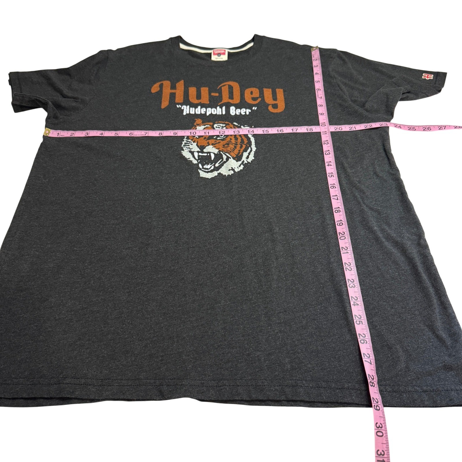 Homage Hu-Dey Hudepohl Beer Tiger T-Shirt Mens XXL Charcoal Grey Cincinnati Tee