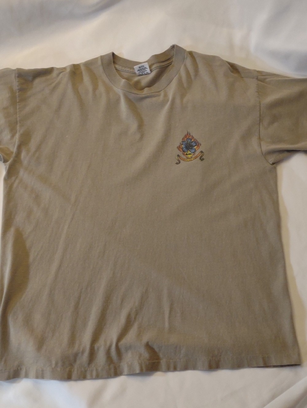 Vintage Quiksilver Khaki Short-Sleeve Tee w/ Sm. Logo Front / Lg. Logo Back – XL