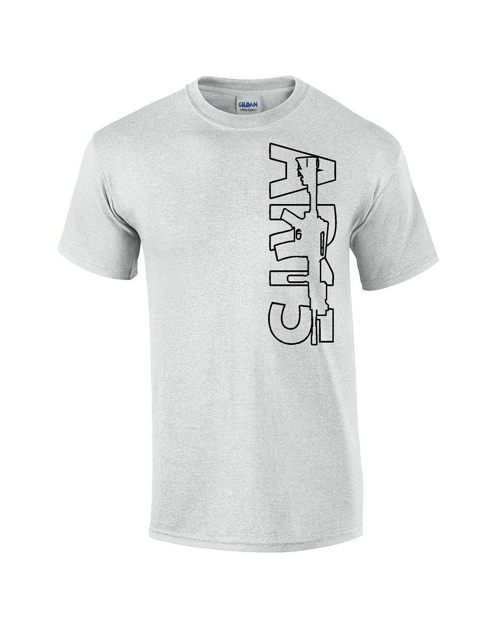 AR-15 T-Shirt Out Line Logo Rifle Gun Size S,M,L,XL.2XL,3XL,4XL,5XL 100% cotton