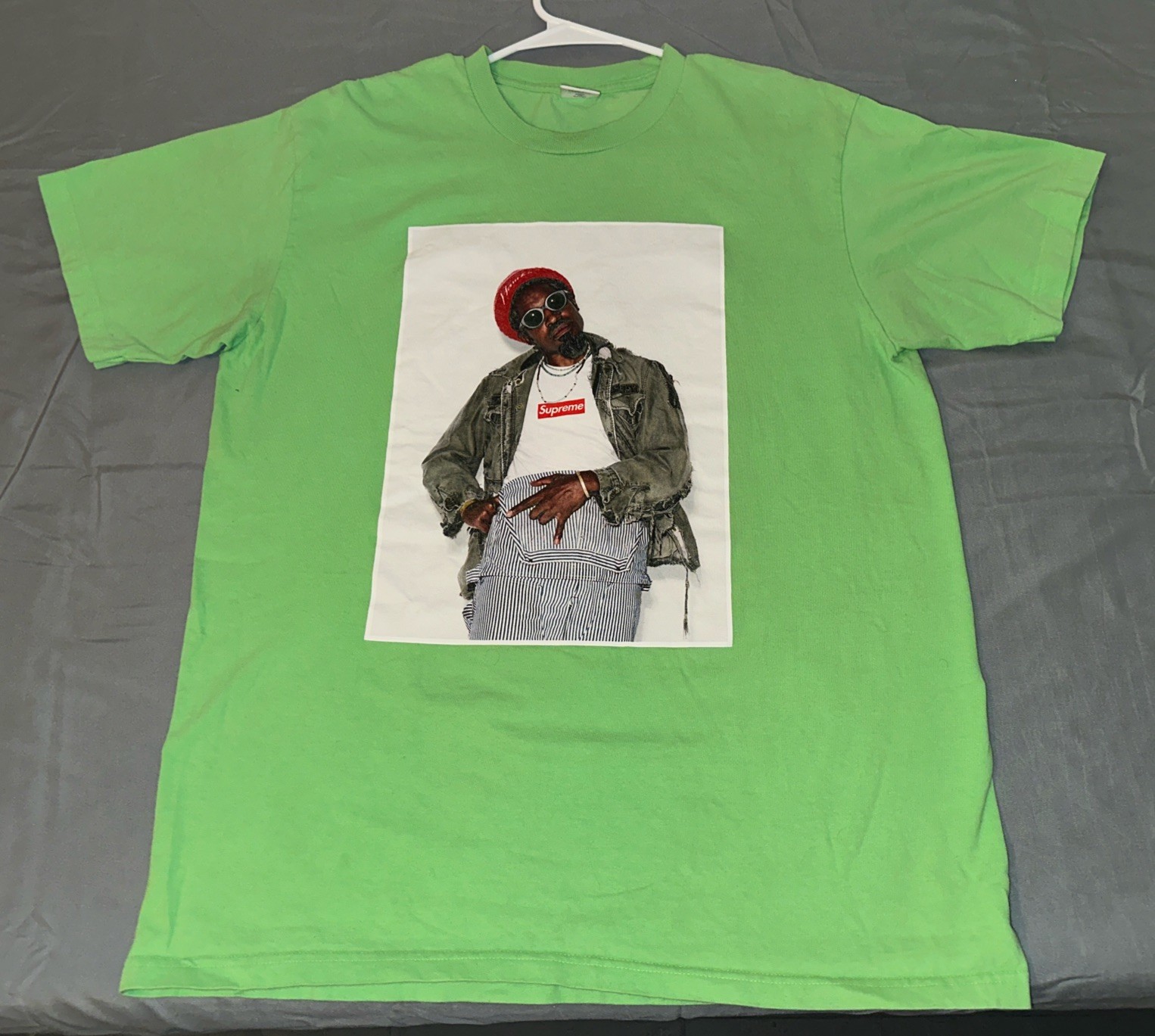 Supreme Men’s Short Sleeve T-Shirt OutKast Lime Green Medium