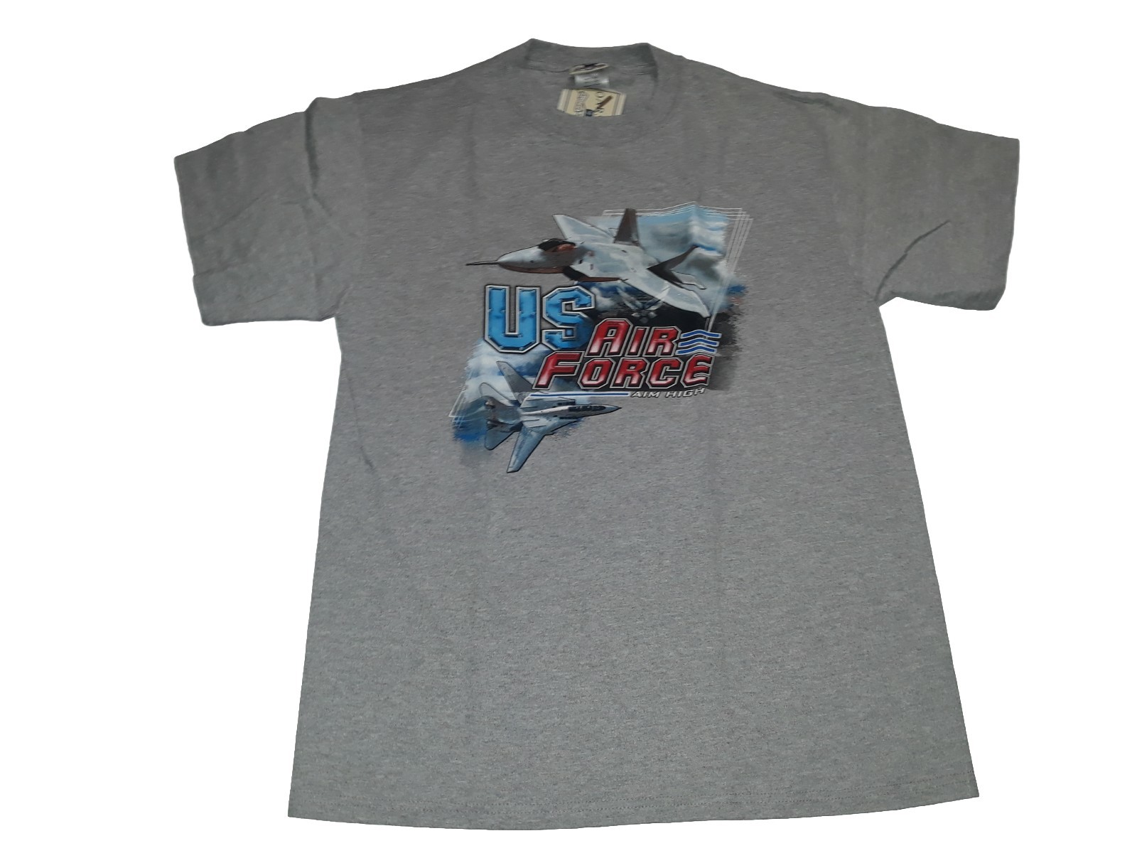 US AIR FORCE Shirt Men’s Aim High Gray Size LARGE Military Patriotic NEW