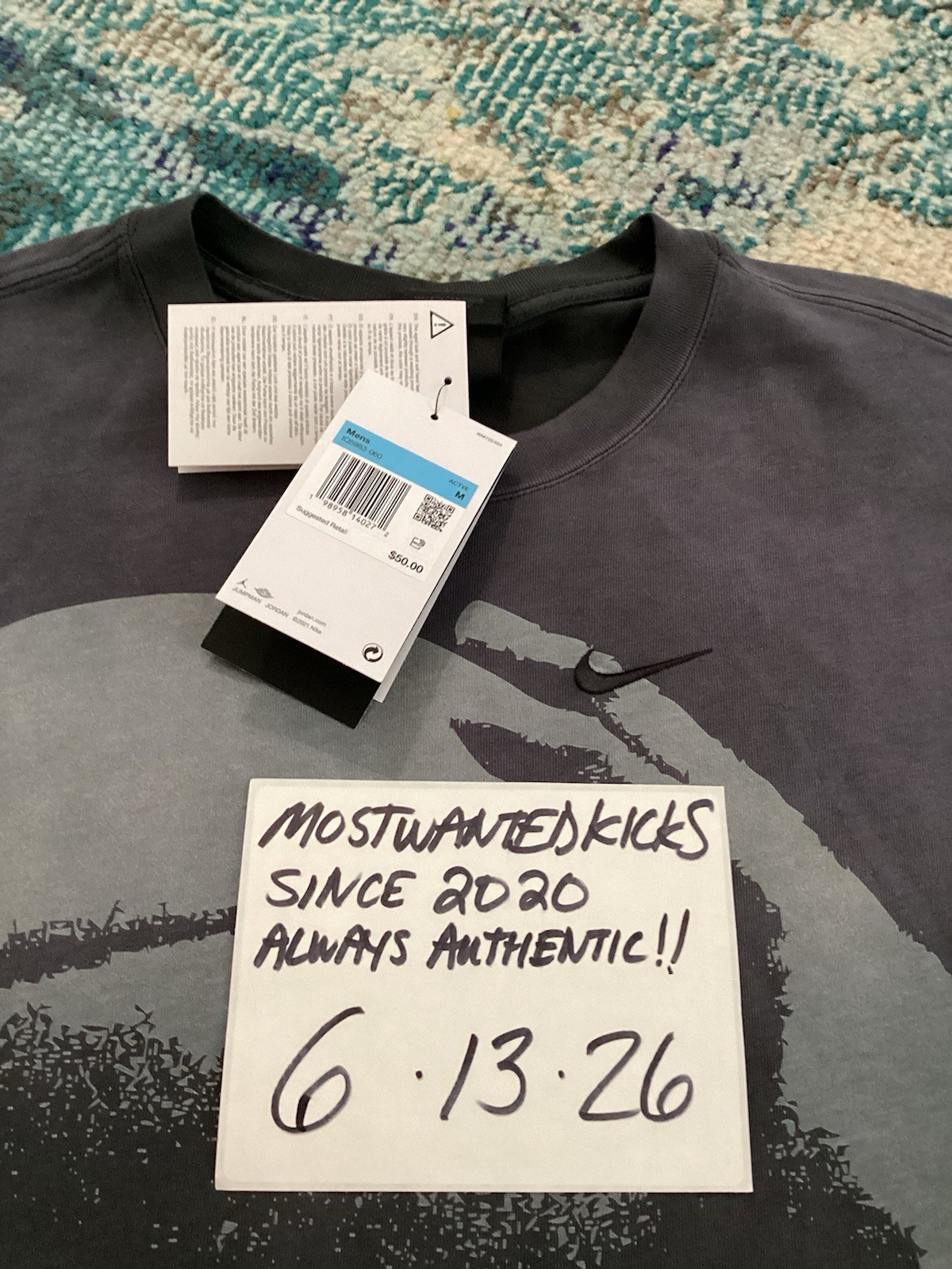 NWT Nike Air Jordan Shooting Graphic Anthracite Loose Fit T-Shirt Men’s Sz M