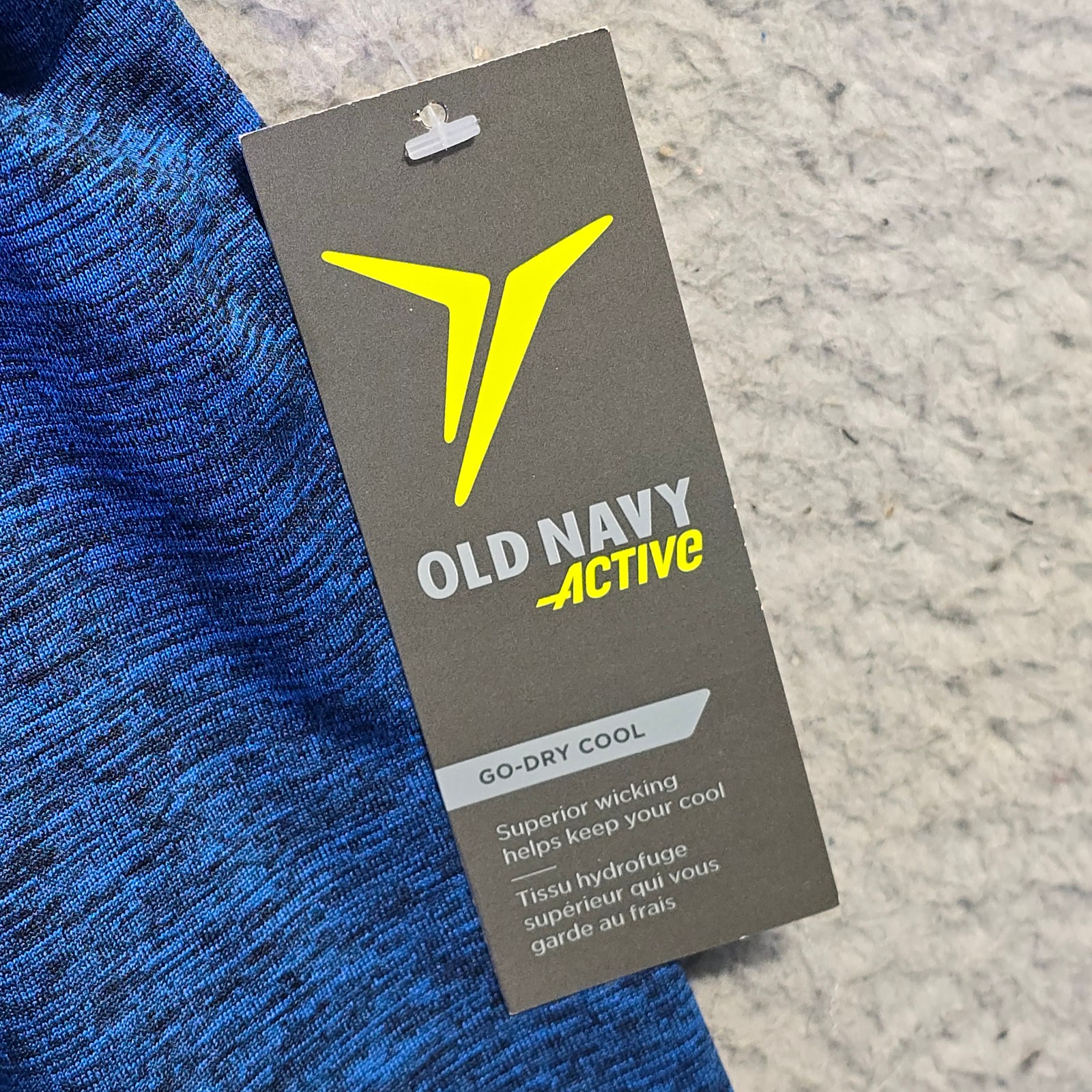 Old Navy FAST DRY MENS 2XL XXL Shirt BLUE Performance Running Fitness Core NWT