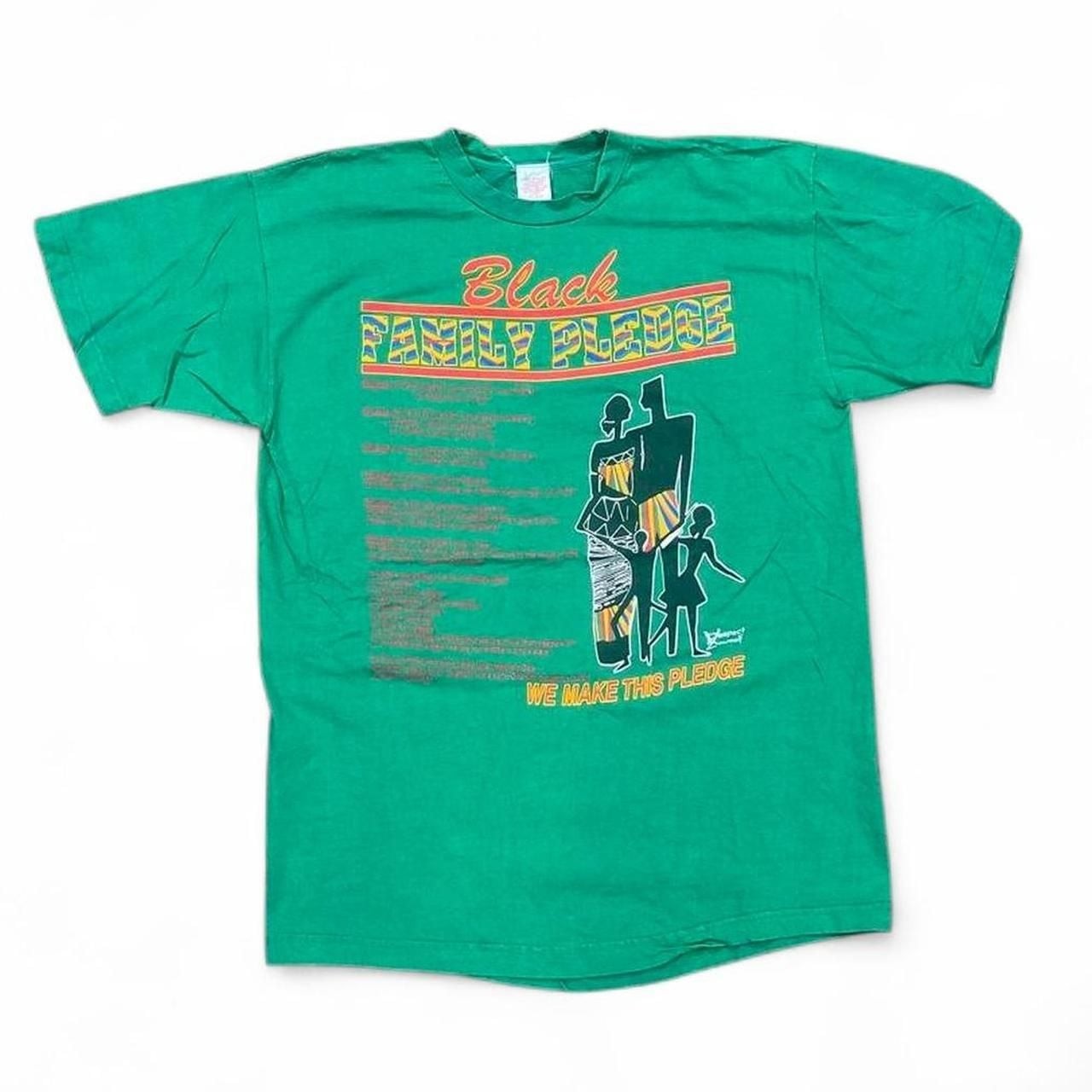 Vintage Black Family Pledge Graphic T-Shirt XL Green
