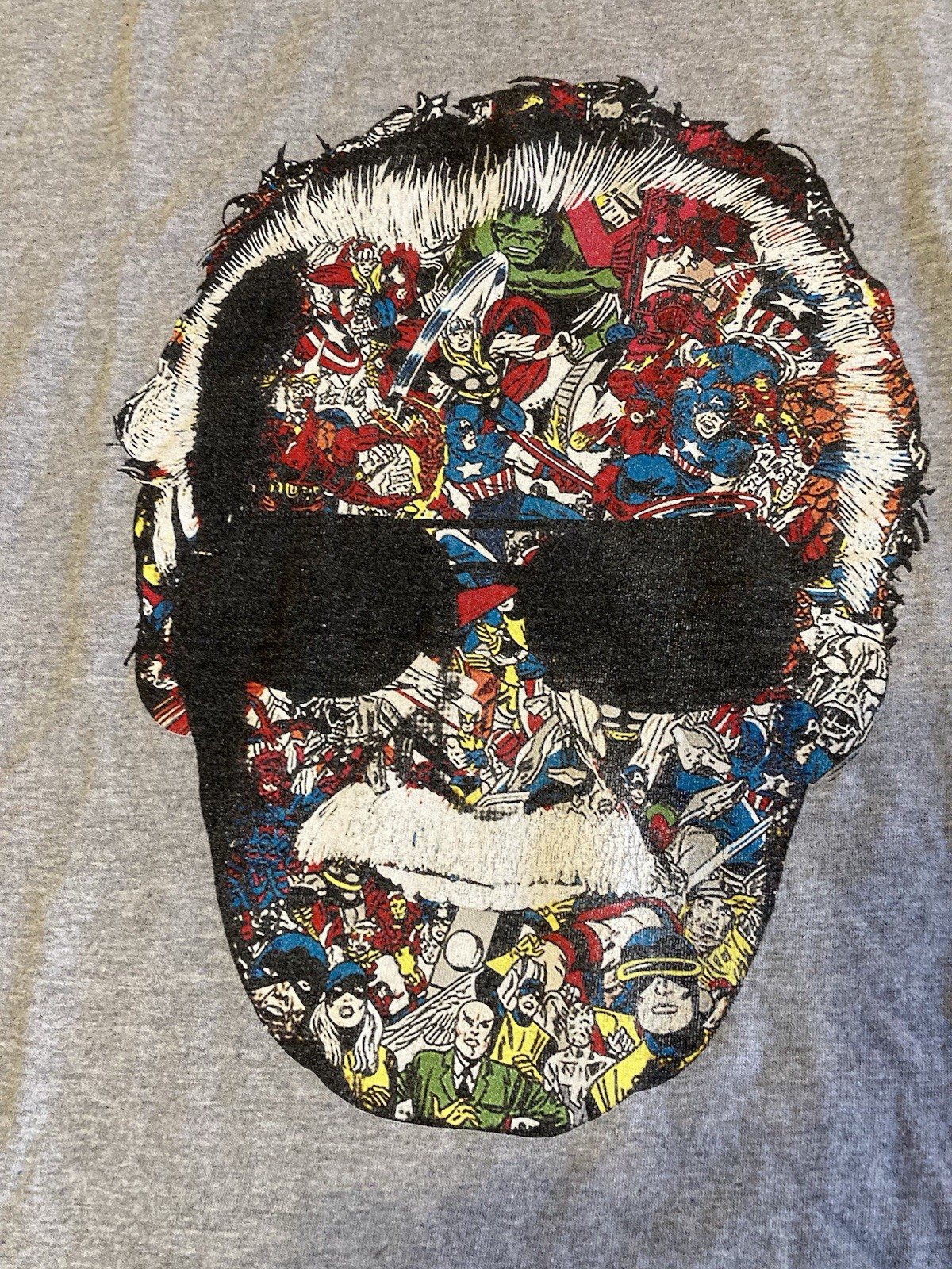 Marvel Comics Many Faces of Stan Lee Gray Mosaic Graphic T-Shirt Size 2XL