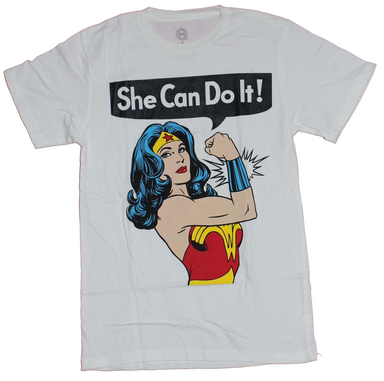 Wonder Woman Mens T-Shirt – She Can do It! Retro Pose
