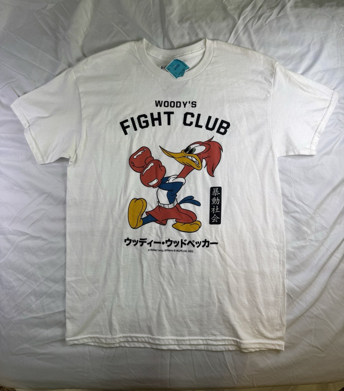 Riot Society Men’s Woody Woodpecker Woody’s Fight Club Graphic White T-Shirt M