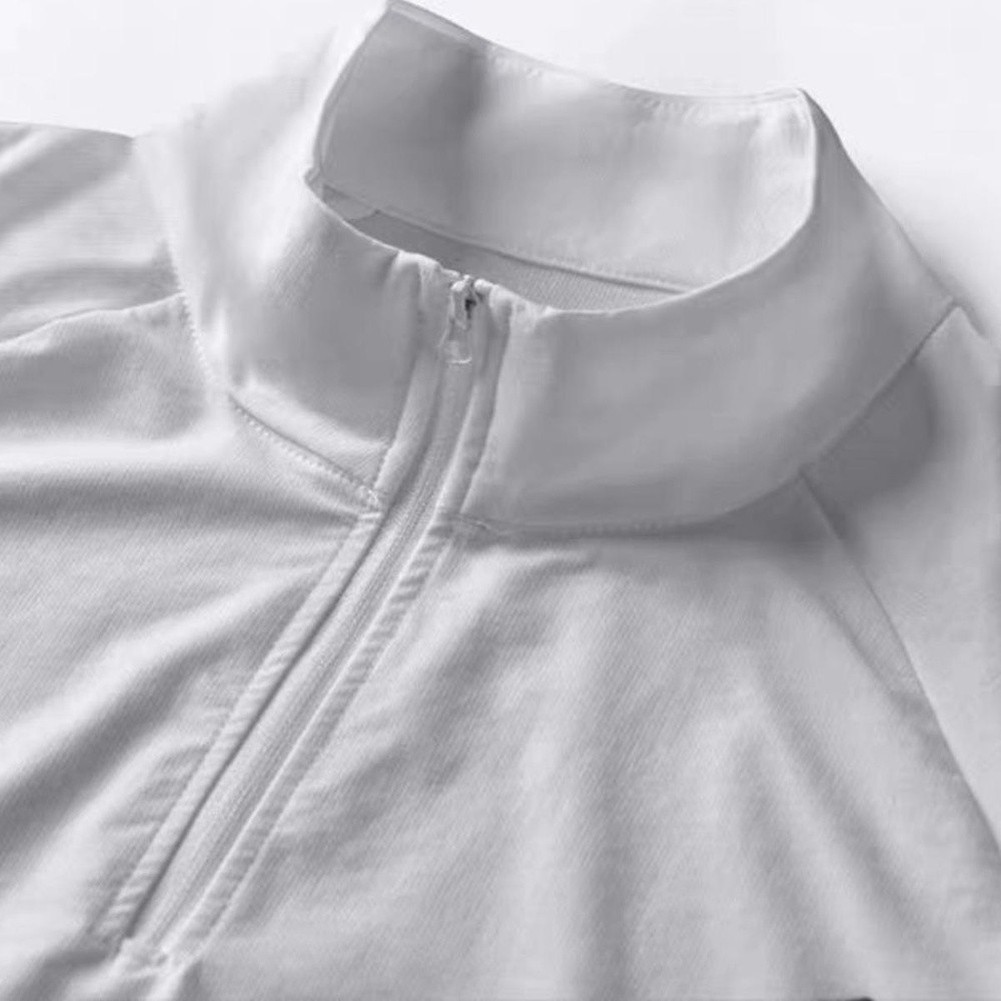 Loose Fit Men’s Polyester 95% Spandex 5% Half-Zip Stand Collar T-Shirt Top